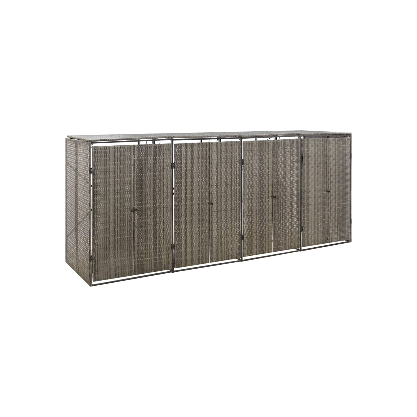 Abri pour poubelle quadruple Gris 274x80x117 cm Résine tressée