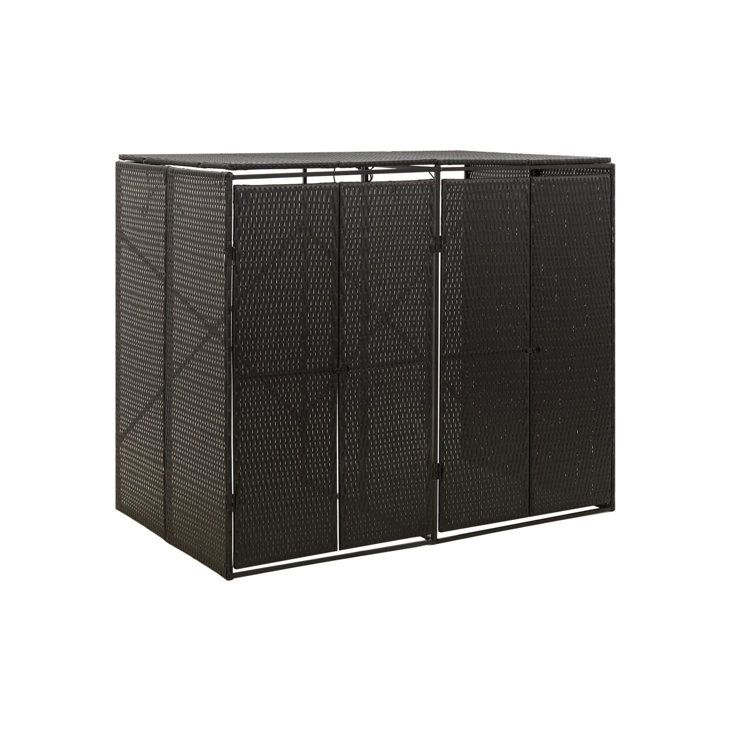 Abri pour poubelle double Noir 140x80x117 cm Résine tressée