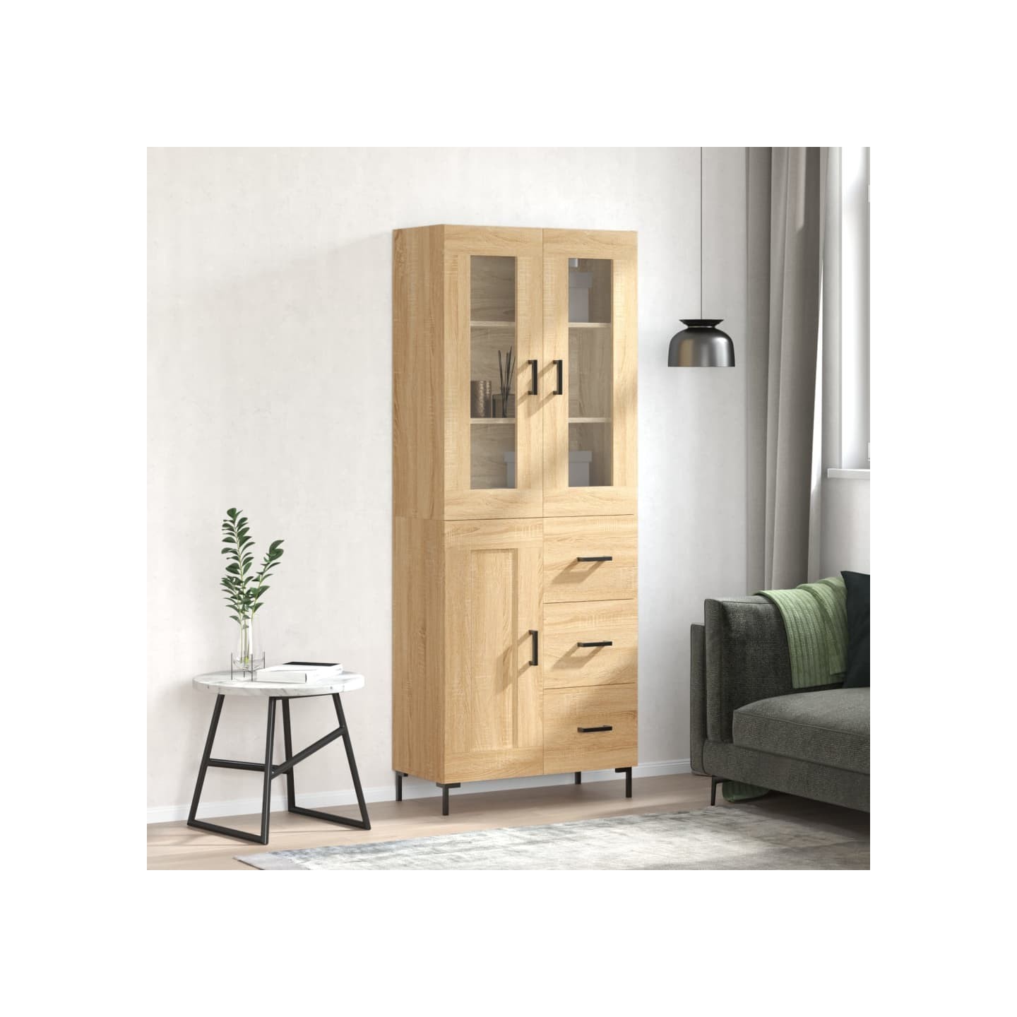 Buffet haut Chêne sonoma 69,5x34x180 cm Bois d'ingénierie