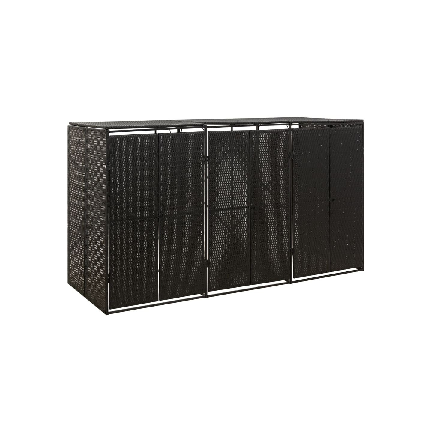Abri pour poubelle triple Noir 207x80x117 cm Résine tressée