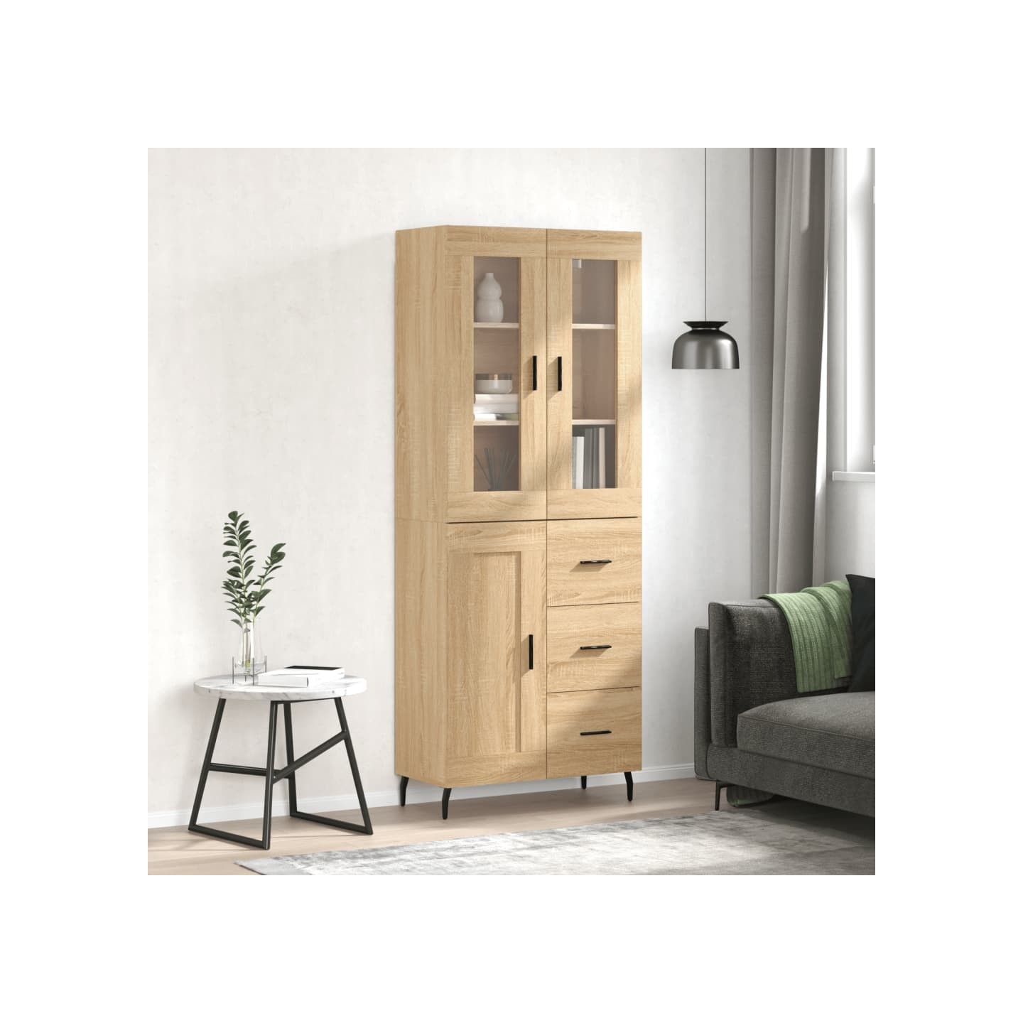 Buffet haut Chêne sonoma 69,5x34x180 cm Bois d'ingénierie