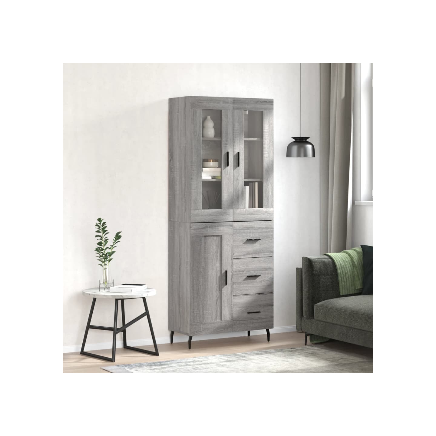 Buffet haut Sonoma gris 69,5x34x180 cm Bois d'ingénierie