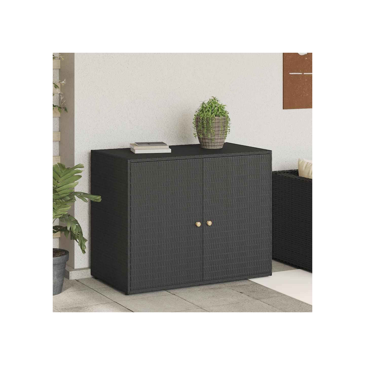 Armoire de rangement de jardin Noir 100x55,5x80 cm Résine tressée