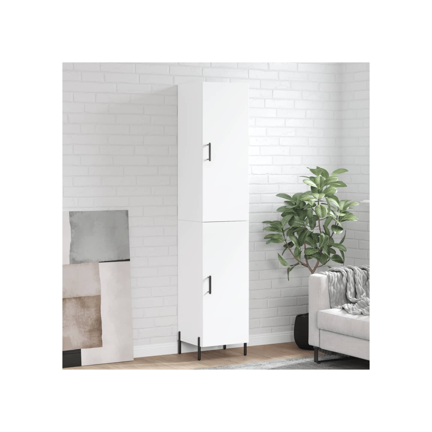 Buffet haut Blanc 34,5x34x180 cm Bois d'ingénierie