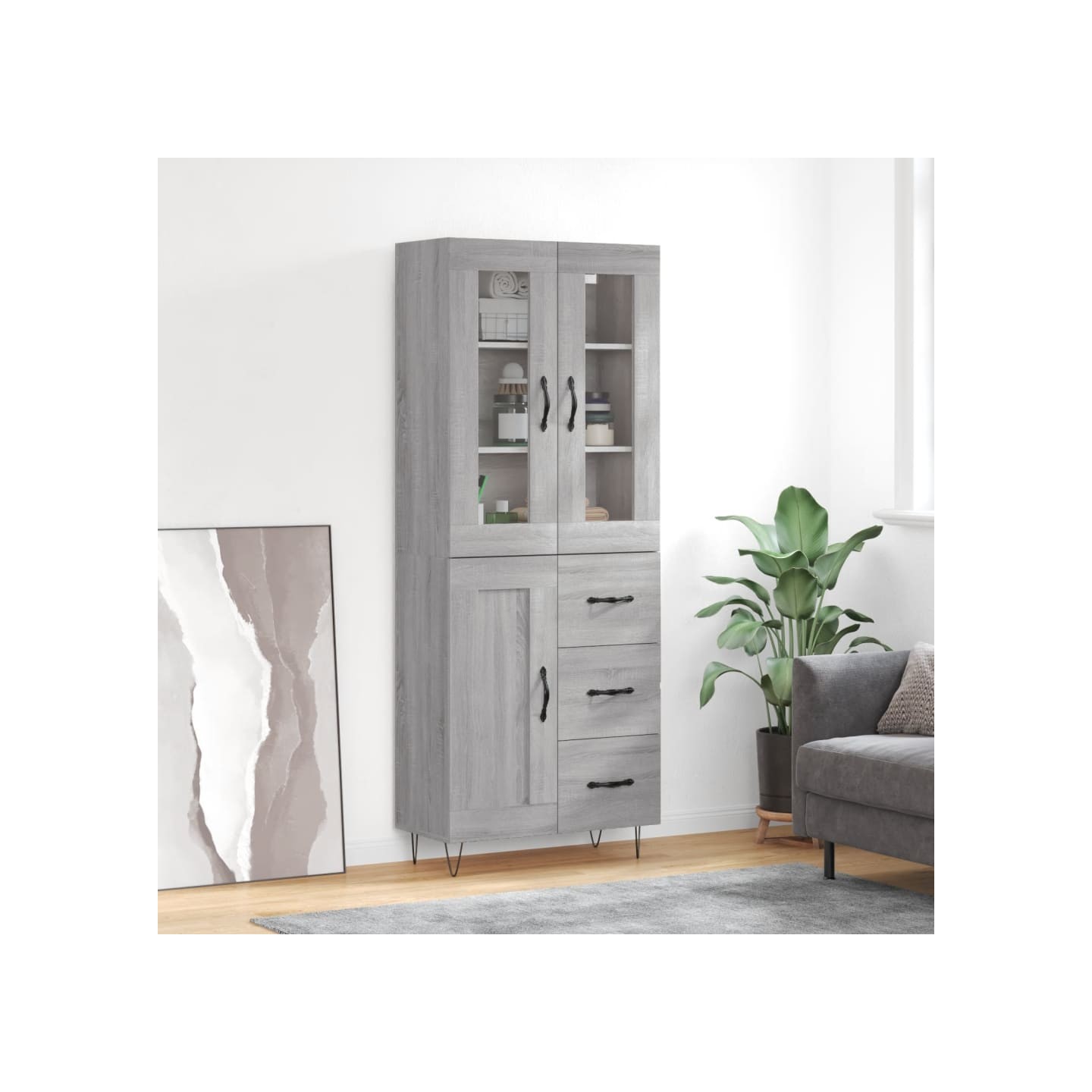 Buffet haut Sonoma gris 69,5x34x180 cm Bois d'ingénierie