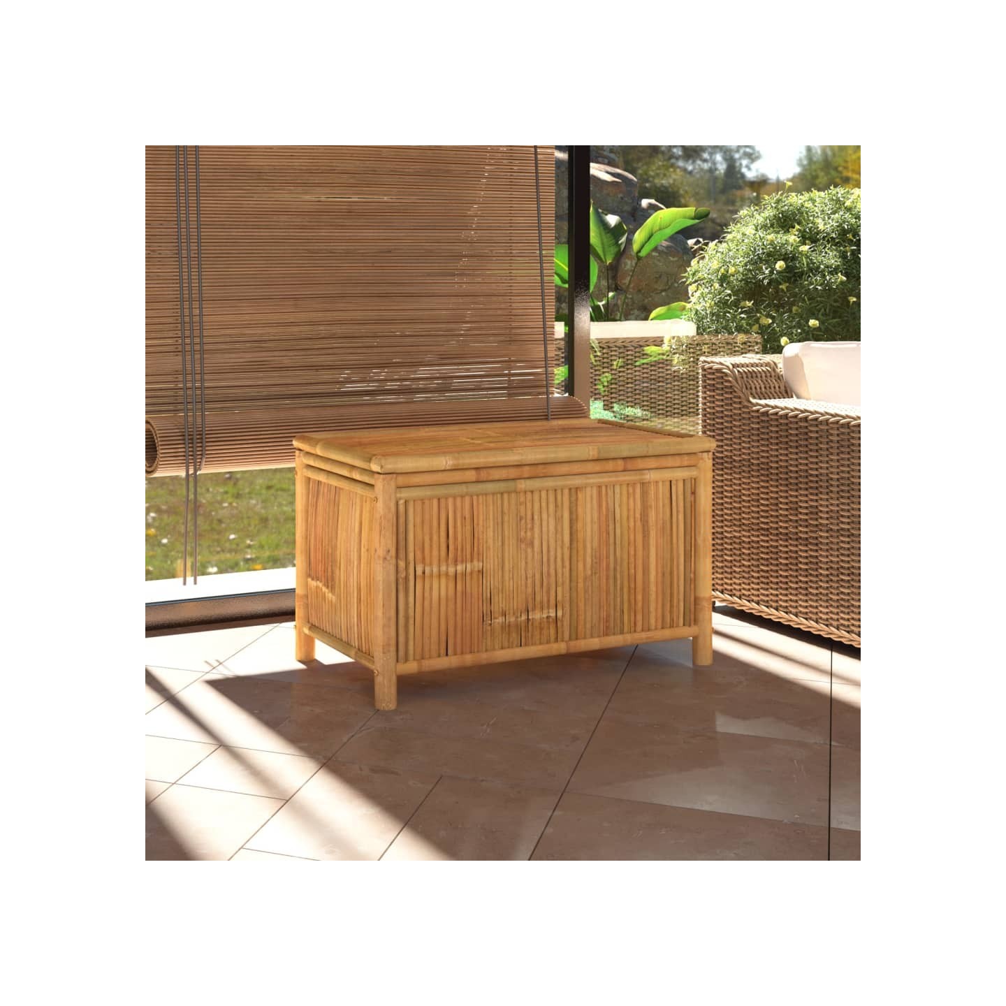 Boîte de rangement de jardin 90x52x55 cm Bambou