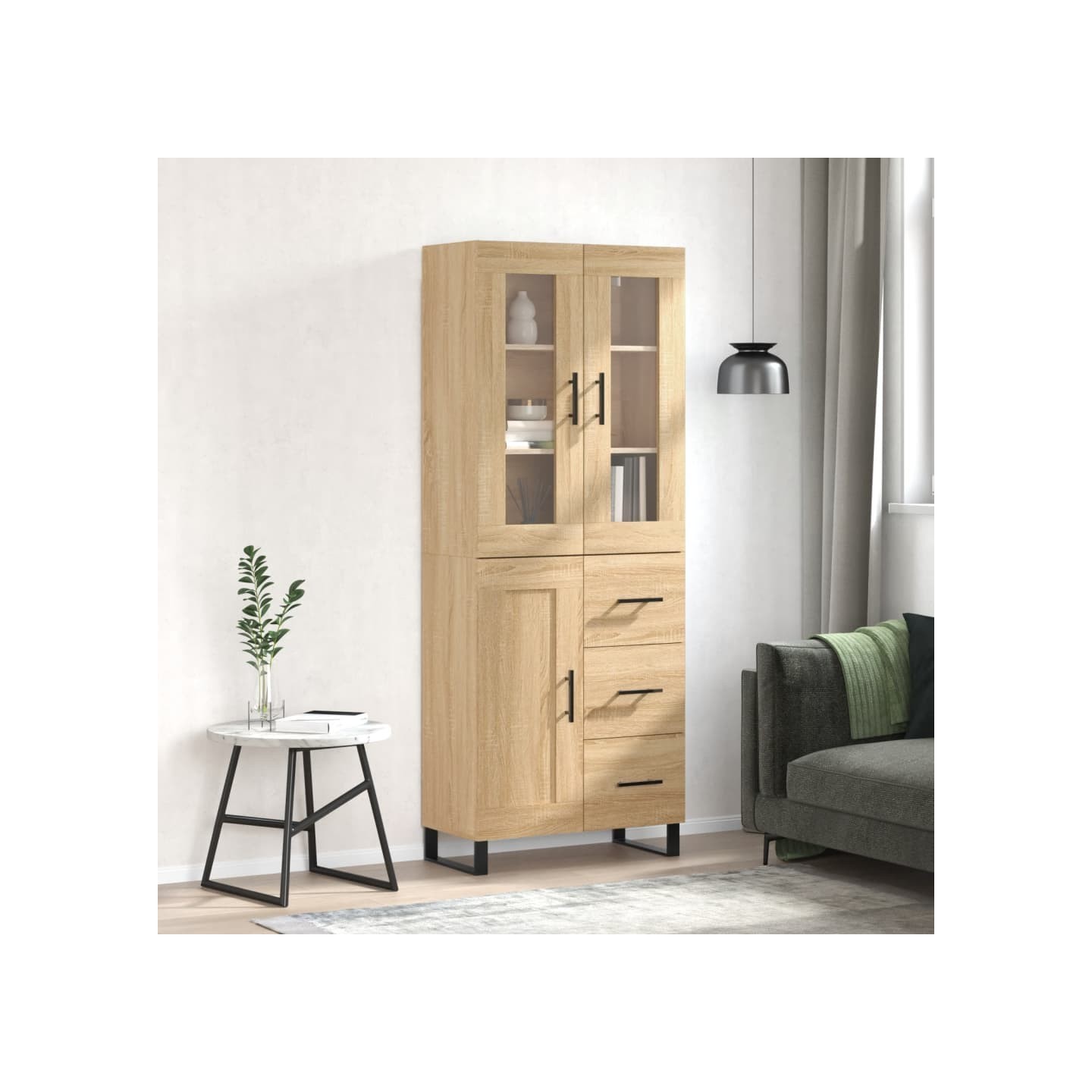 Buffet haut Chêne sonoma 69,5x34x180 cm Bois d'ingénierie
