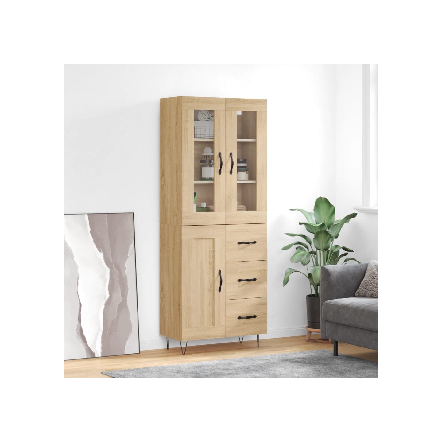 Buffet haut Chêne sonoma 69,5x34x180 cm Bois d'ingénierie