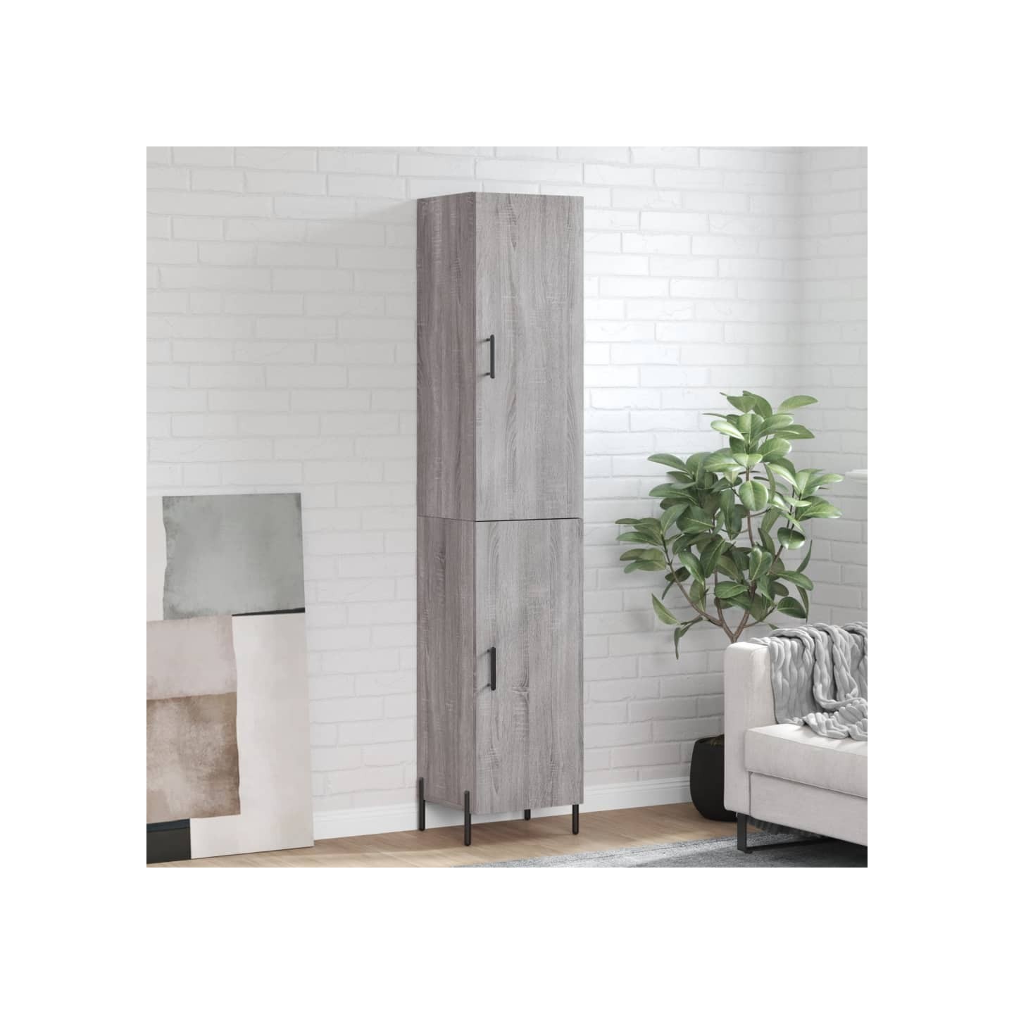 Buffet haut Sonoma gris 34,5x34x180 cm Bois d'ingénierie