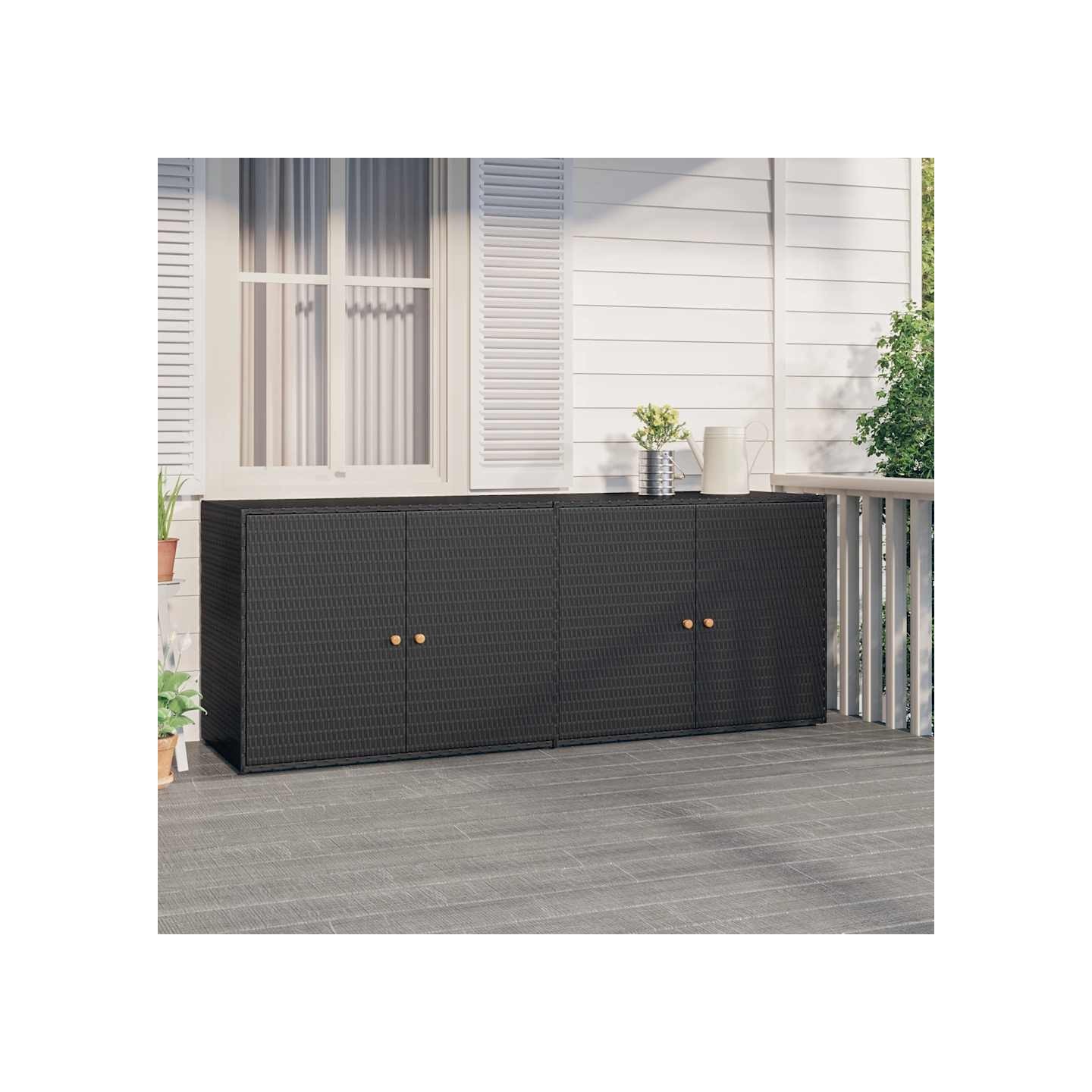 Armoire de rangement de jardin Noir 198x55,5x80 cm Résine tressée