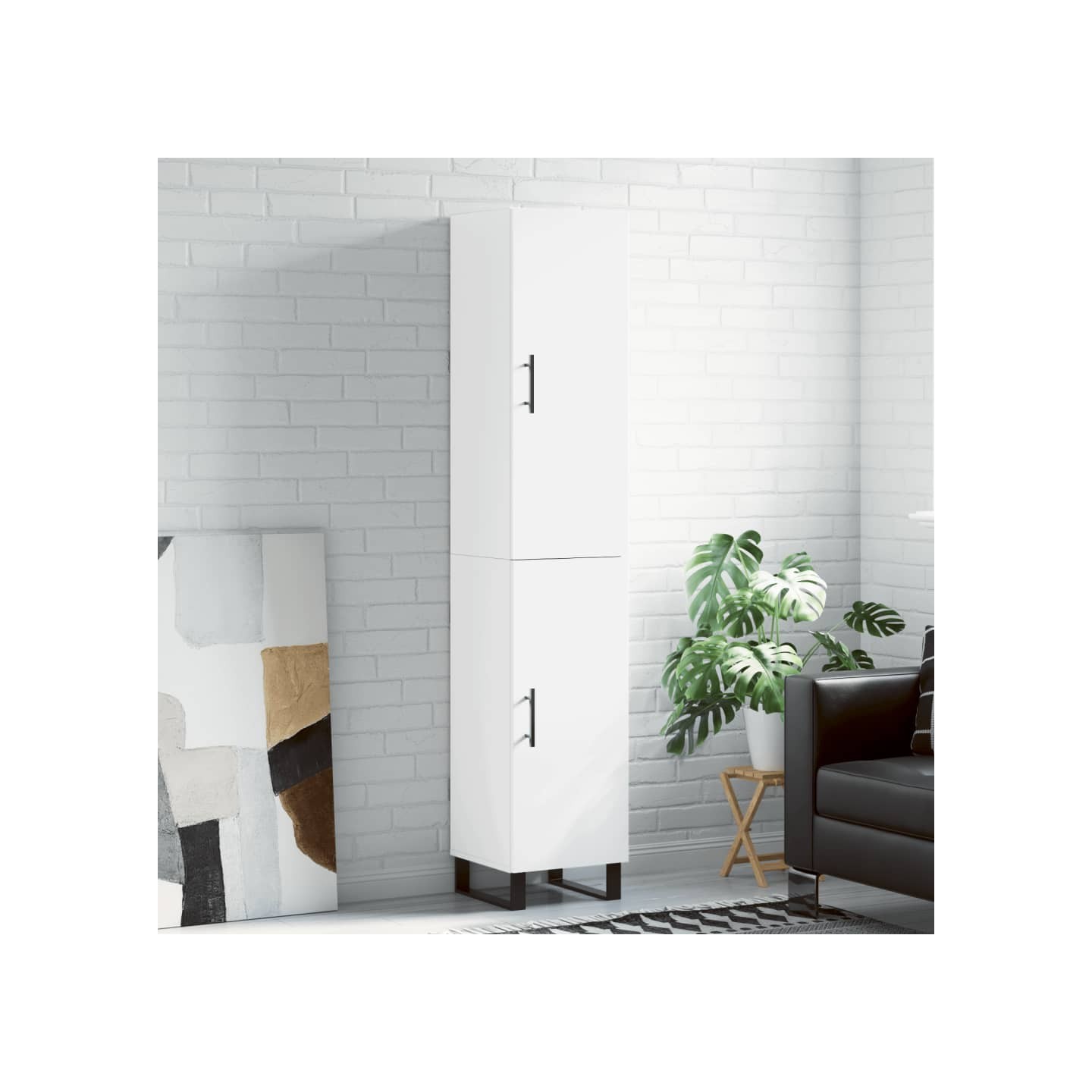 Buffet haut Blanc 34,5x34x180 cm Bois d'ingénierie