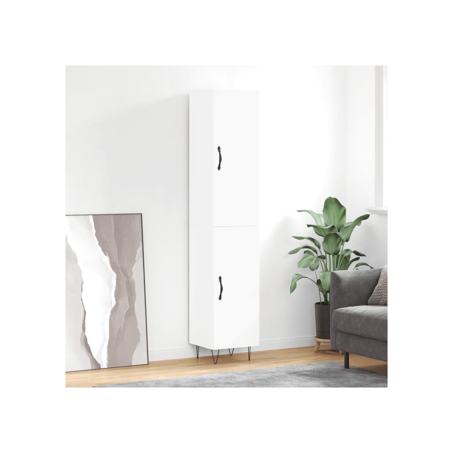 Buffet haut Blanc 34,5x34x180 cm Bois d'ingénierie