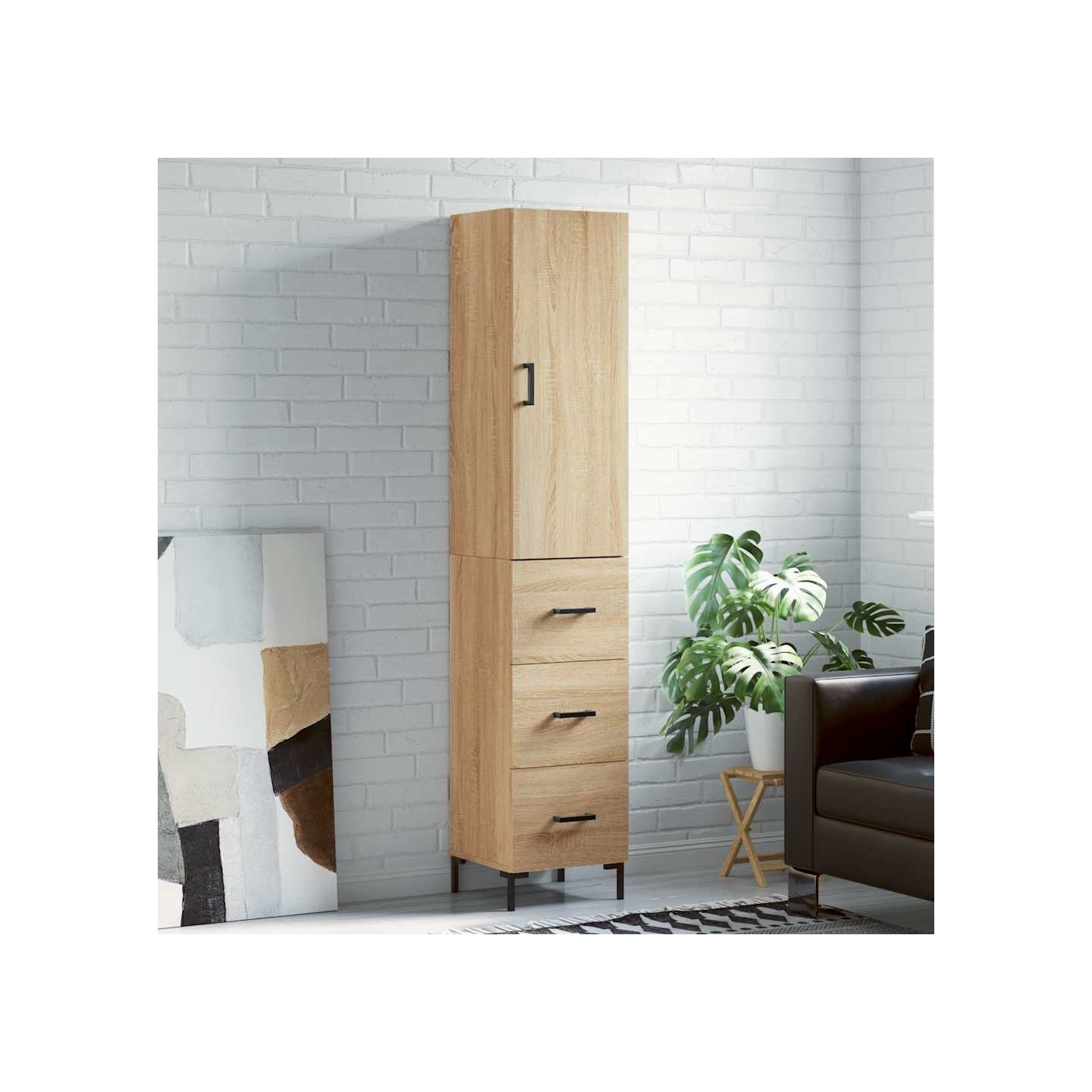 Buffet haut Chêne sonoma 34,5x34x180 cm Bois d'ingénierie