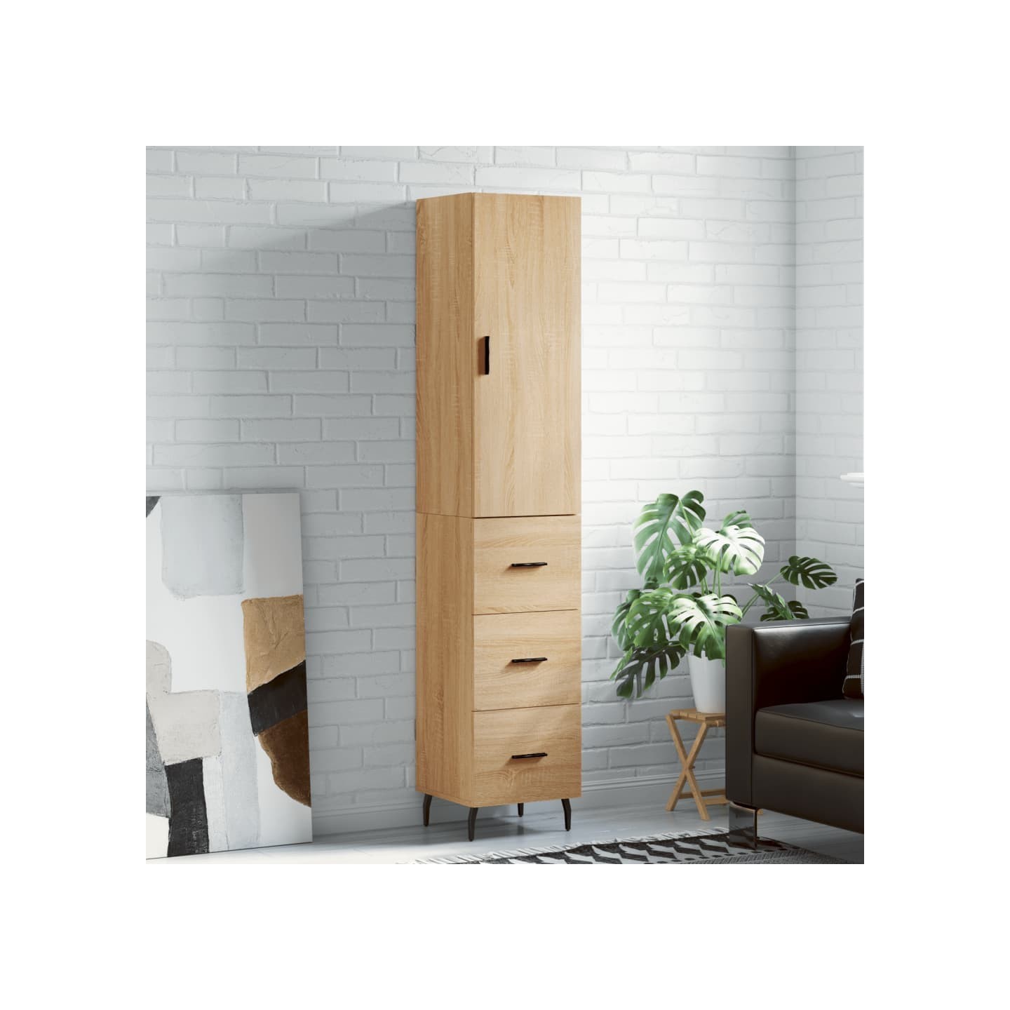 Buffet haut Chêne sonoma 34,5x34x180 cm Bois d'ingénierie