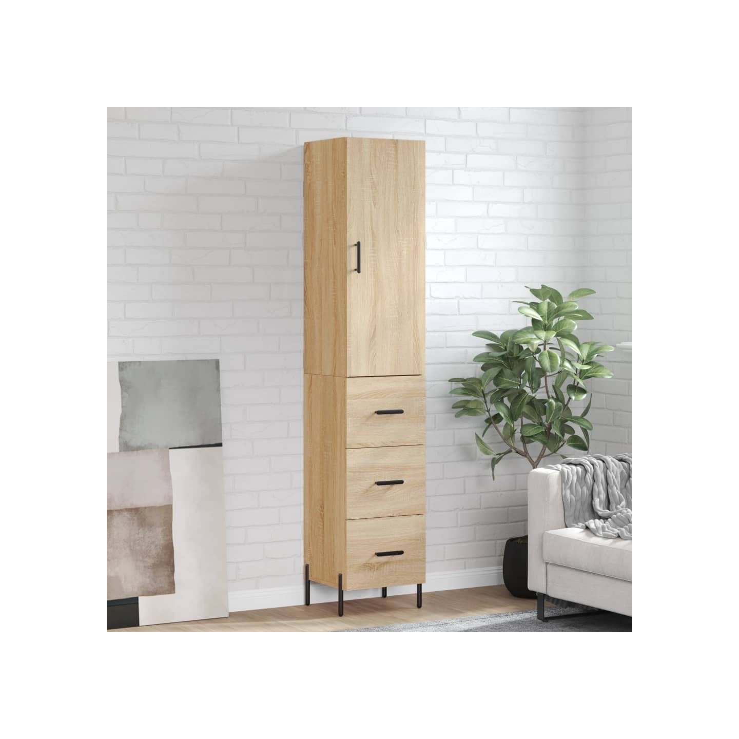 Buffet haut Chêne sonoma 34,5x34x180 cm Bois d'ingénierie