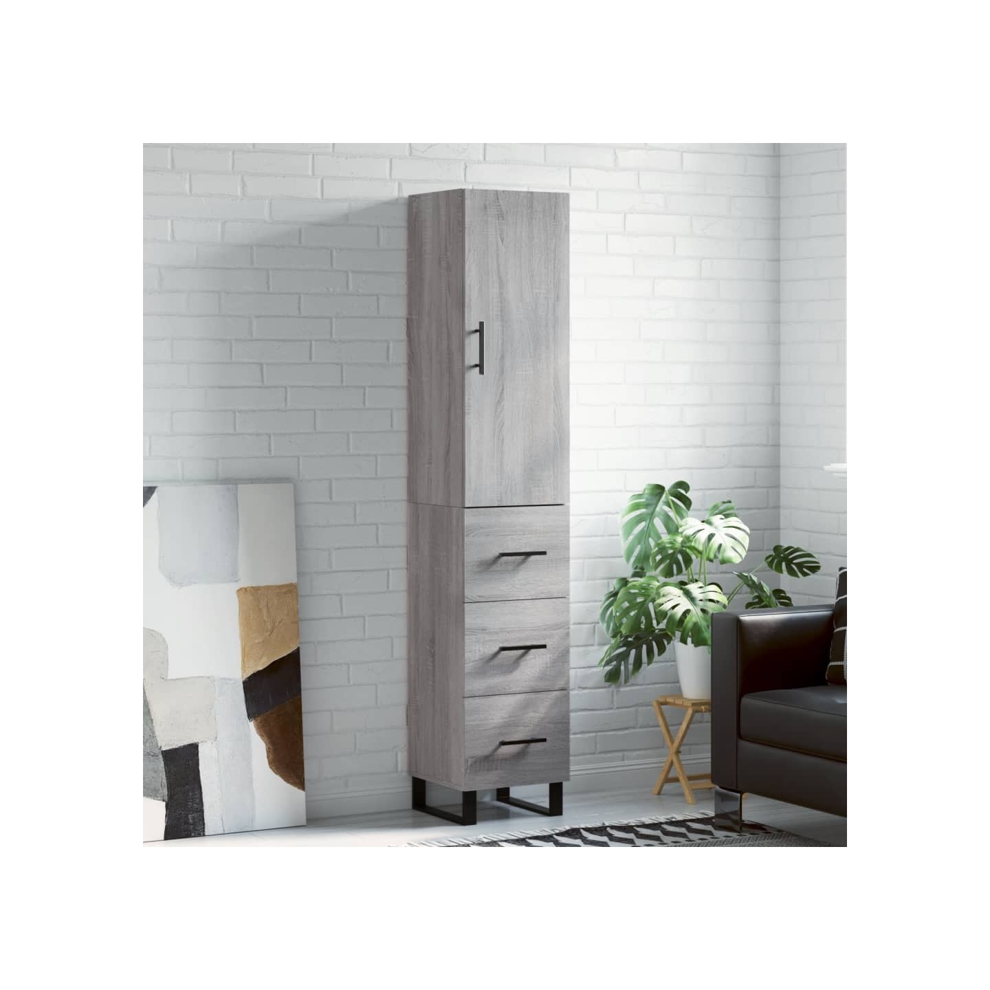 Buffet haut Sonoma gris 34,5x34x180 cm Bois d'ingénierie