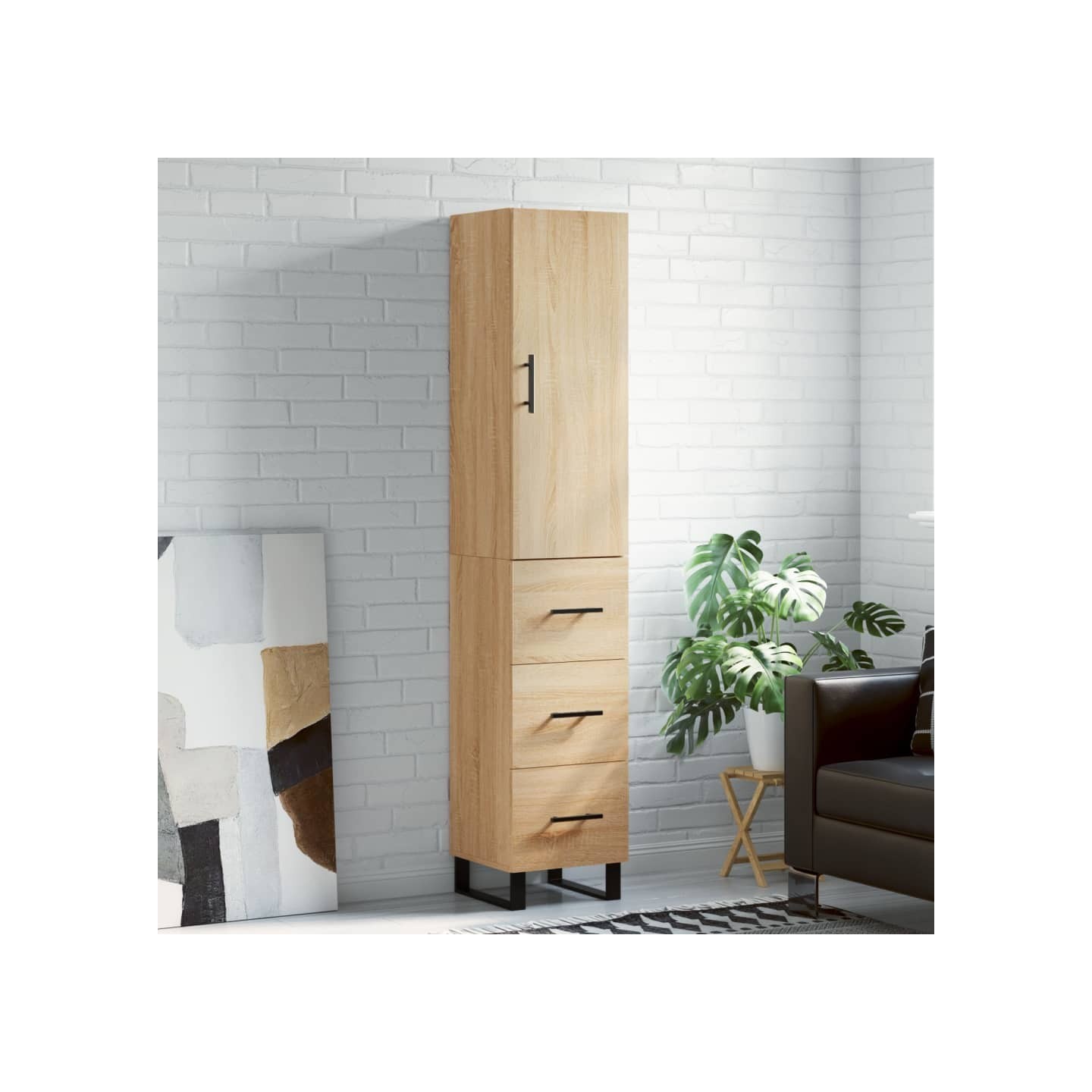Buffet haut Chêne sonoma 34,5x34x180 cm Bois d'ingénierie