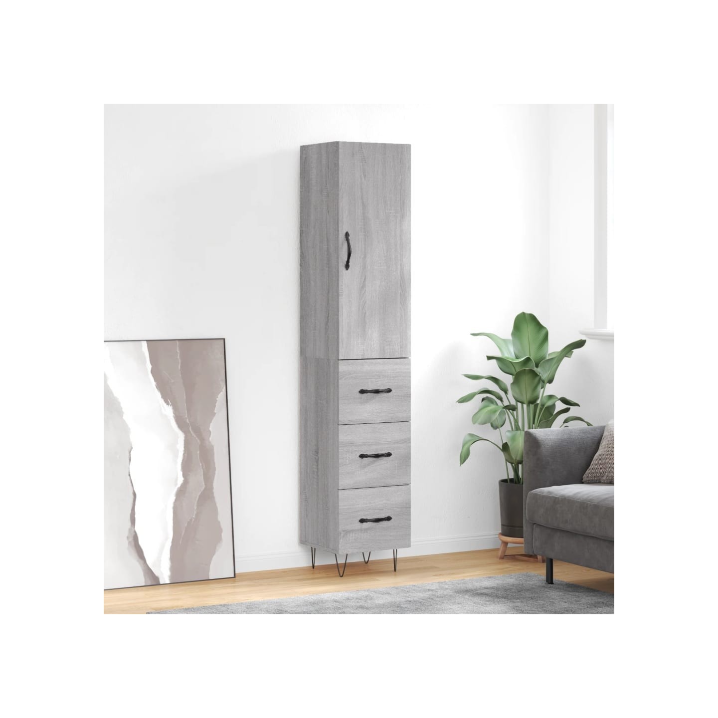 Buffet haut Sonoma gris 34,5x34x180 cm Bois d'ingénierie