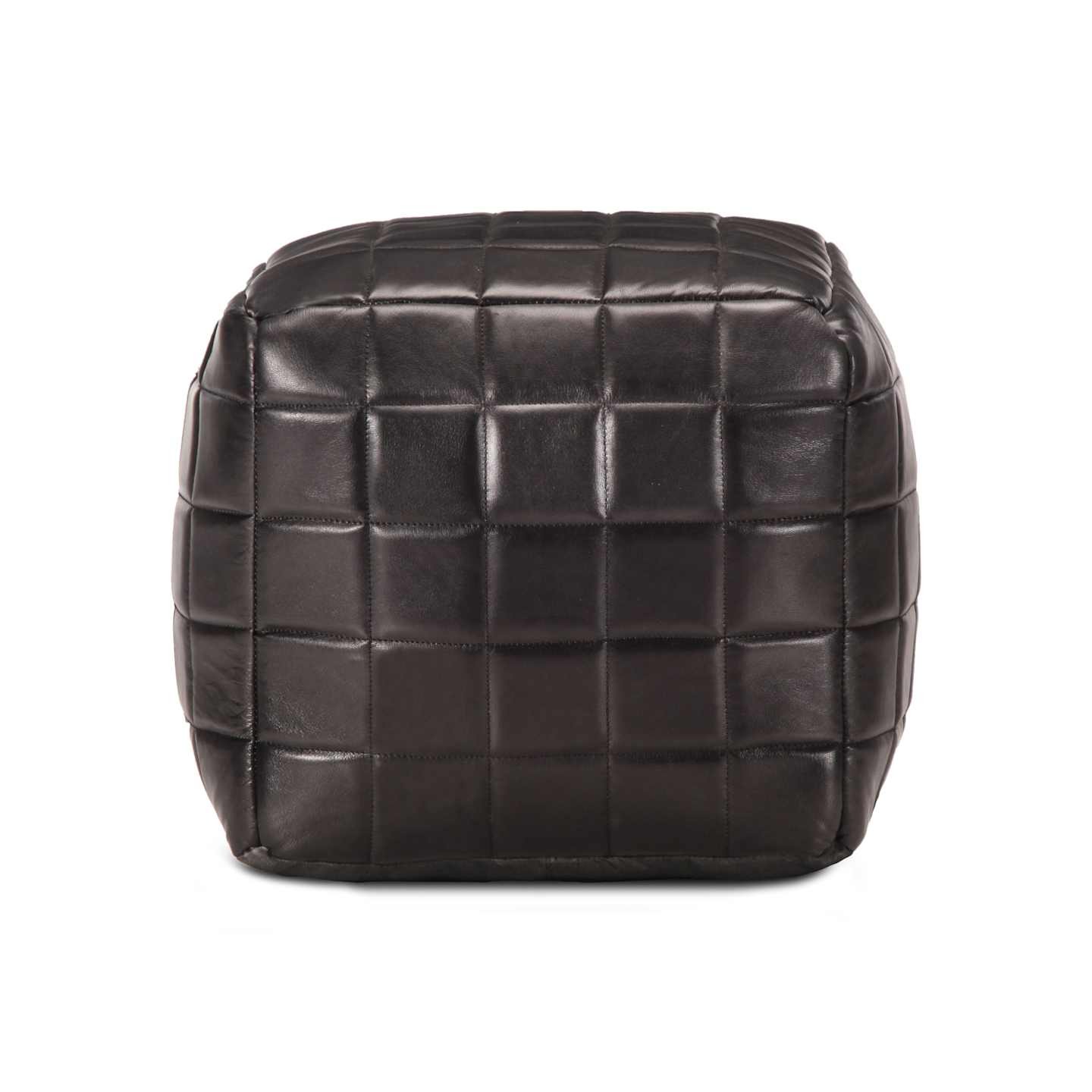 Pouf 40 x 40 x 40 cm Noir Cuir véritable de chèvre