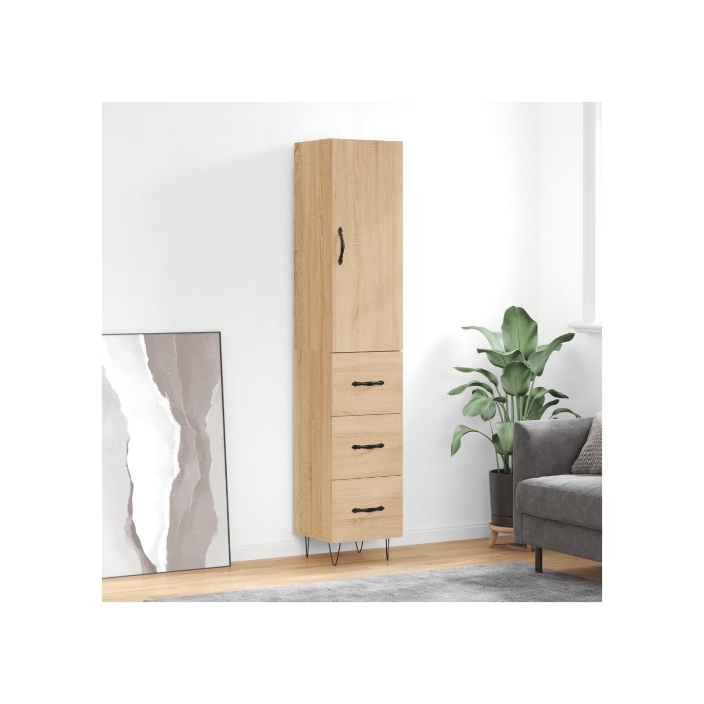 Buffet haut Chêne sonoma 34,5x34x180 cm Bois d'ingénierie
