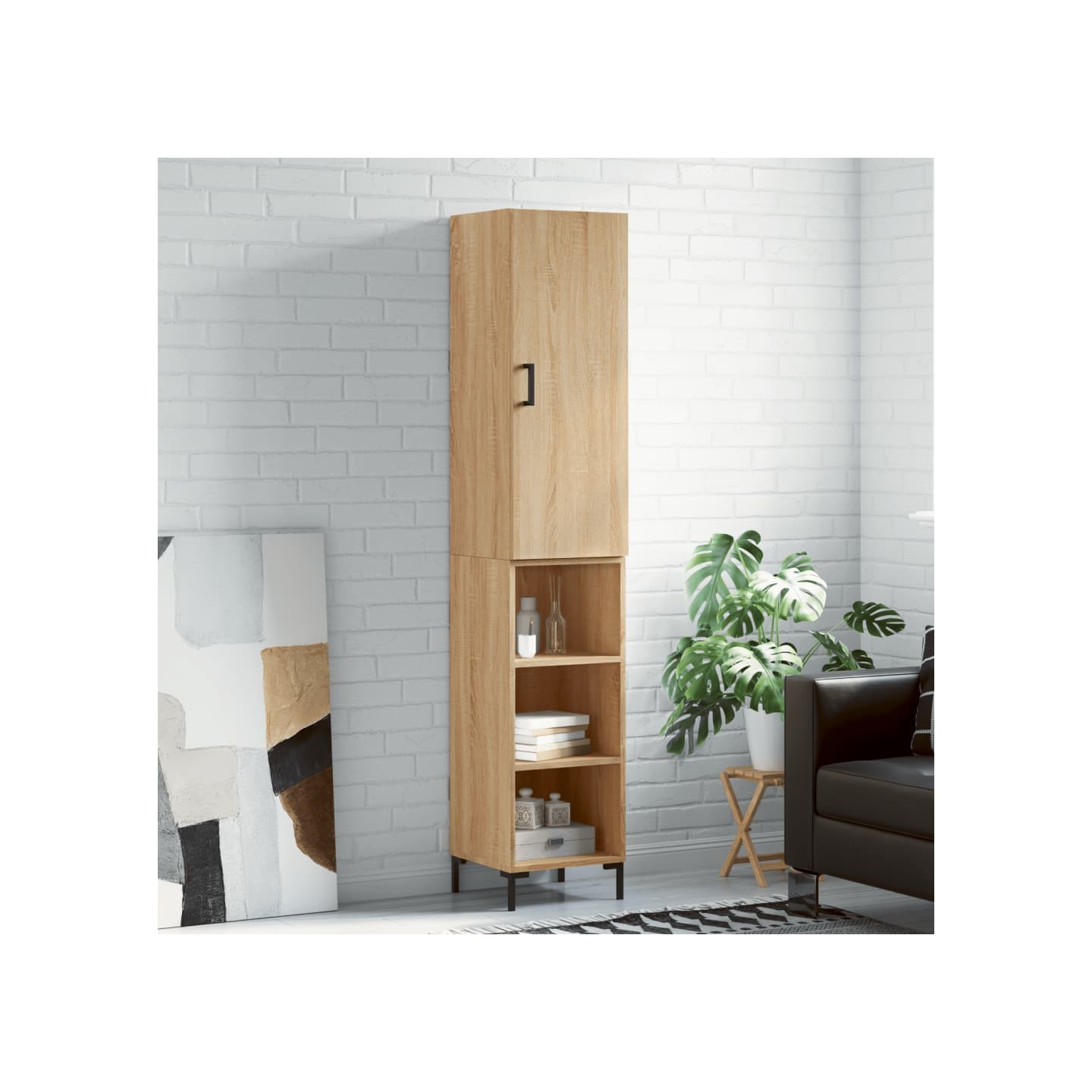 Buffet haut Chêne sonoma 34,5x34x180 cm Bois d'ingénierie