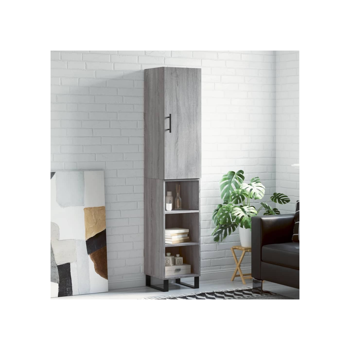 Buffet haut Sonoma gris 34,5x34x180 cm Bois d'ingénierie