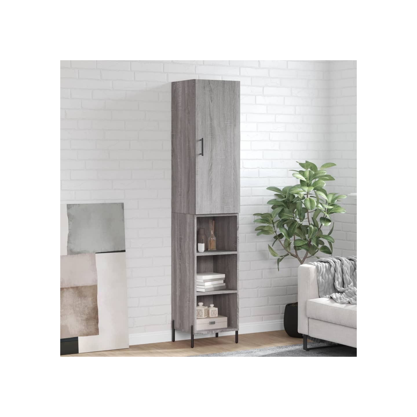 Buffet haut Sonoma gris 34,5x34x180 cm Bois d'ingénierie