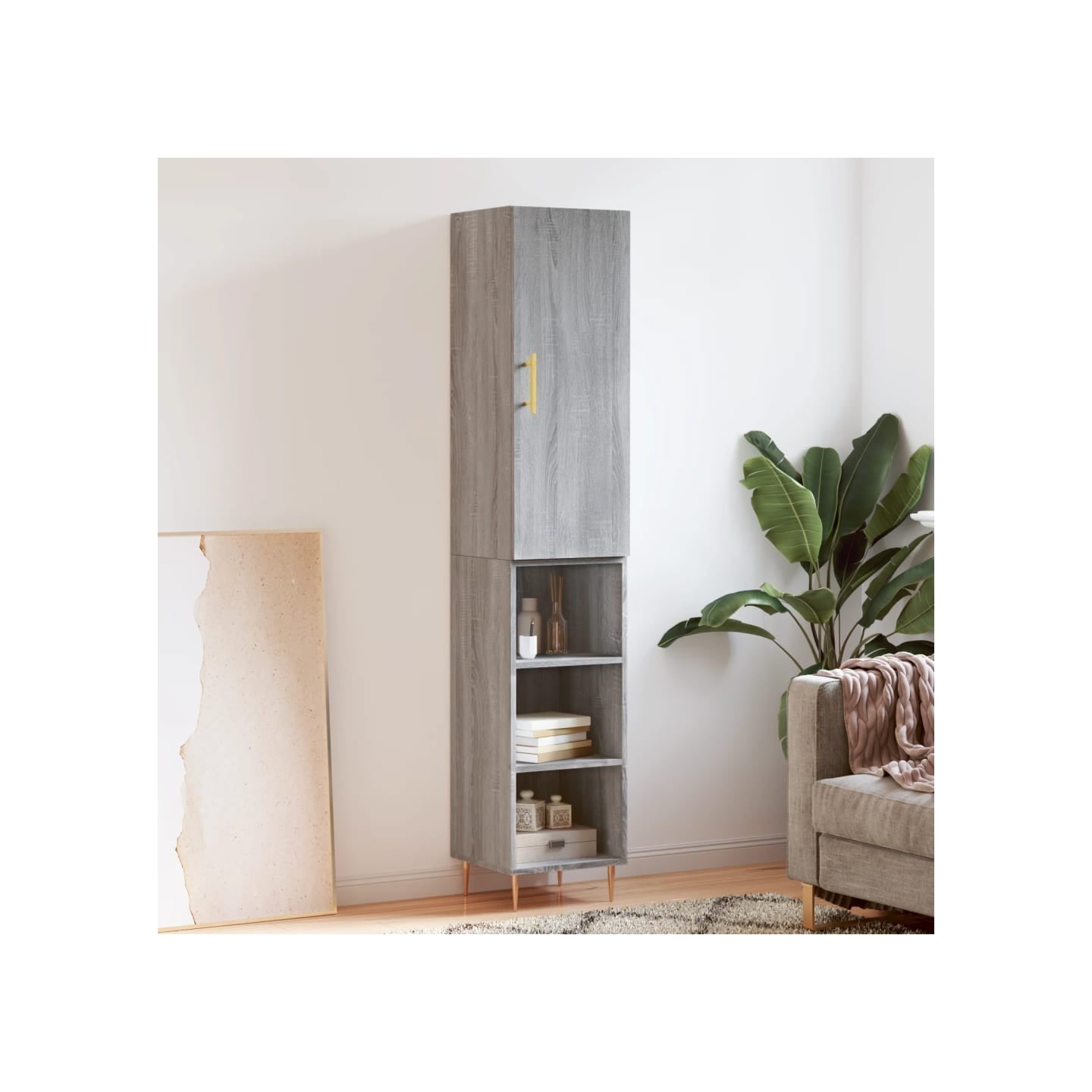 Buffet haut Sonoma gris 34,5x34x180 cm Bois d'ingénierie