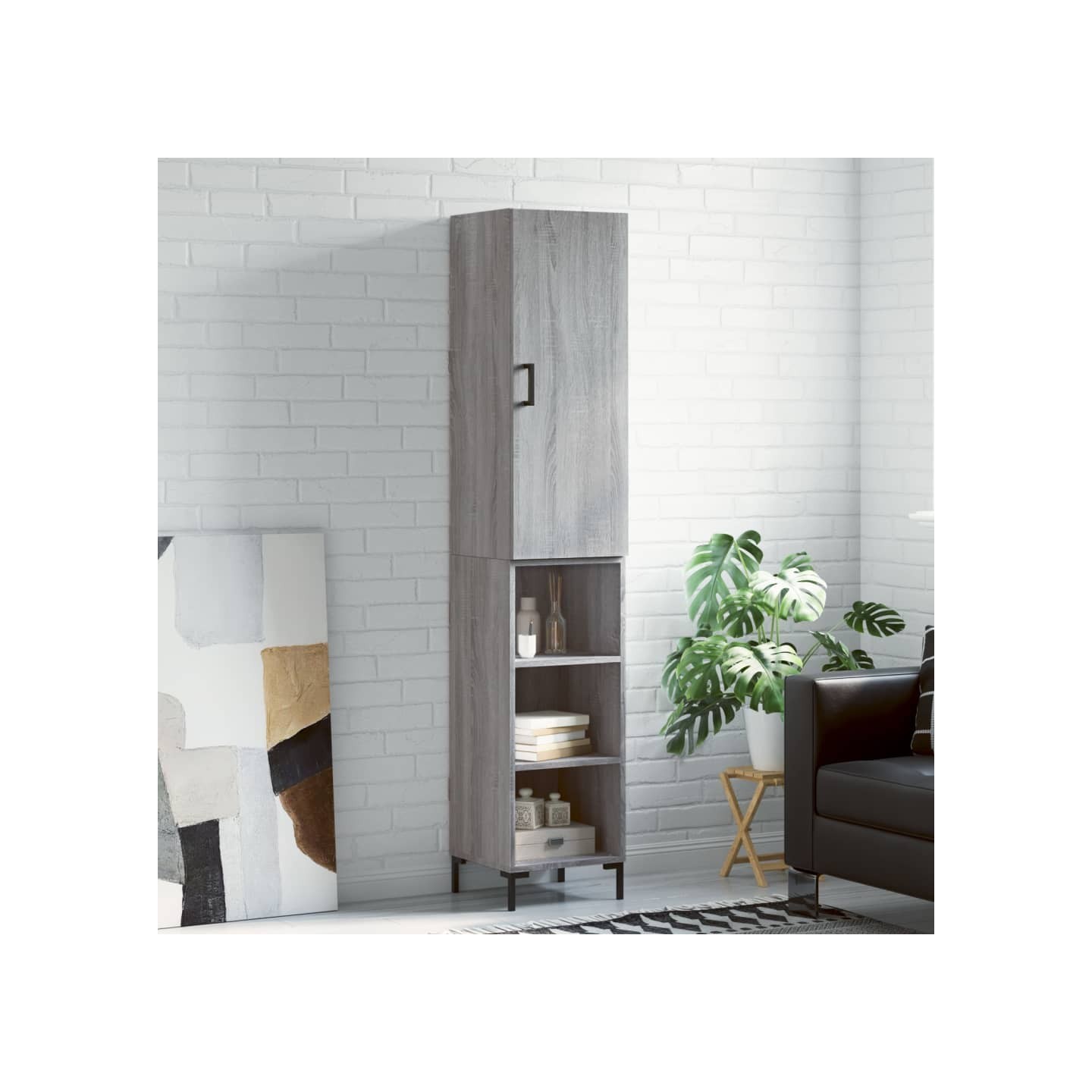 Buffet haut Sonoma gris 34,5x34x180 cm Bois d'ingénierie