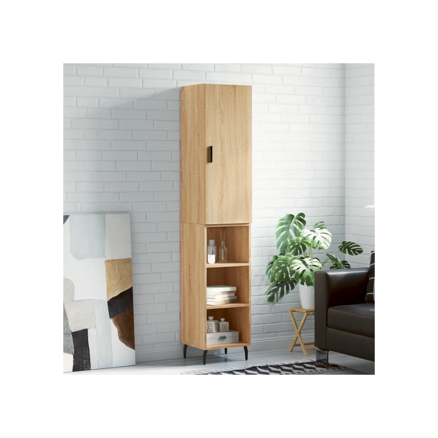 Buffet haut Chêne sonoma 34,5x34x180 cm Bois d'ingénierie