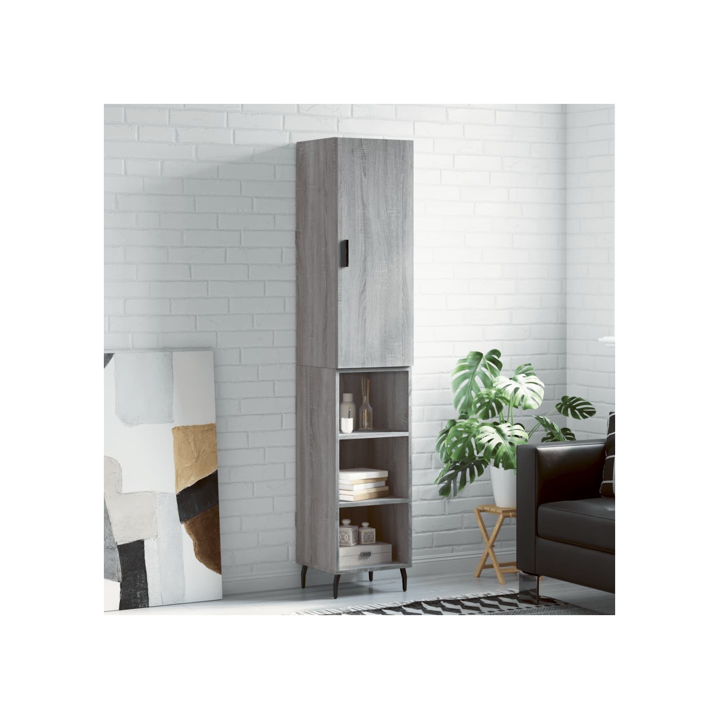 Buffet haut Sonoma gris 34,5x34x180 cm Bois d'ingénierie