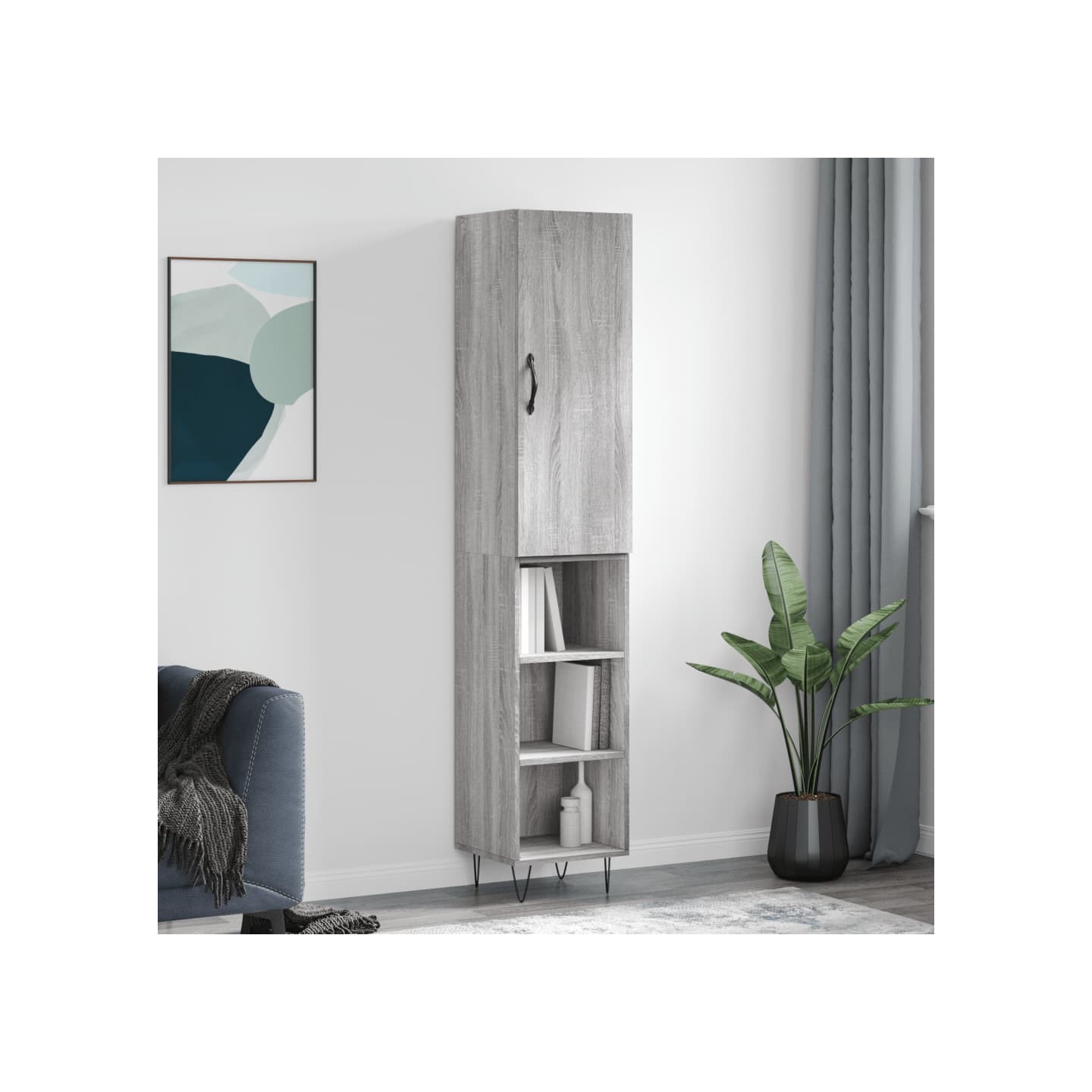 Buffet haut Sonoma gris 34,5x34x180 cm Bois d'ingénierie