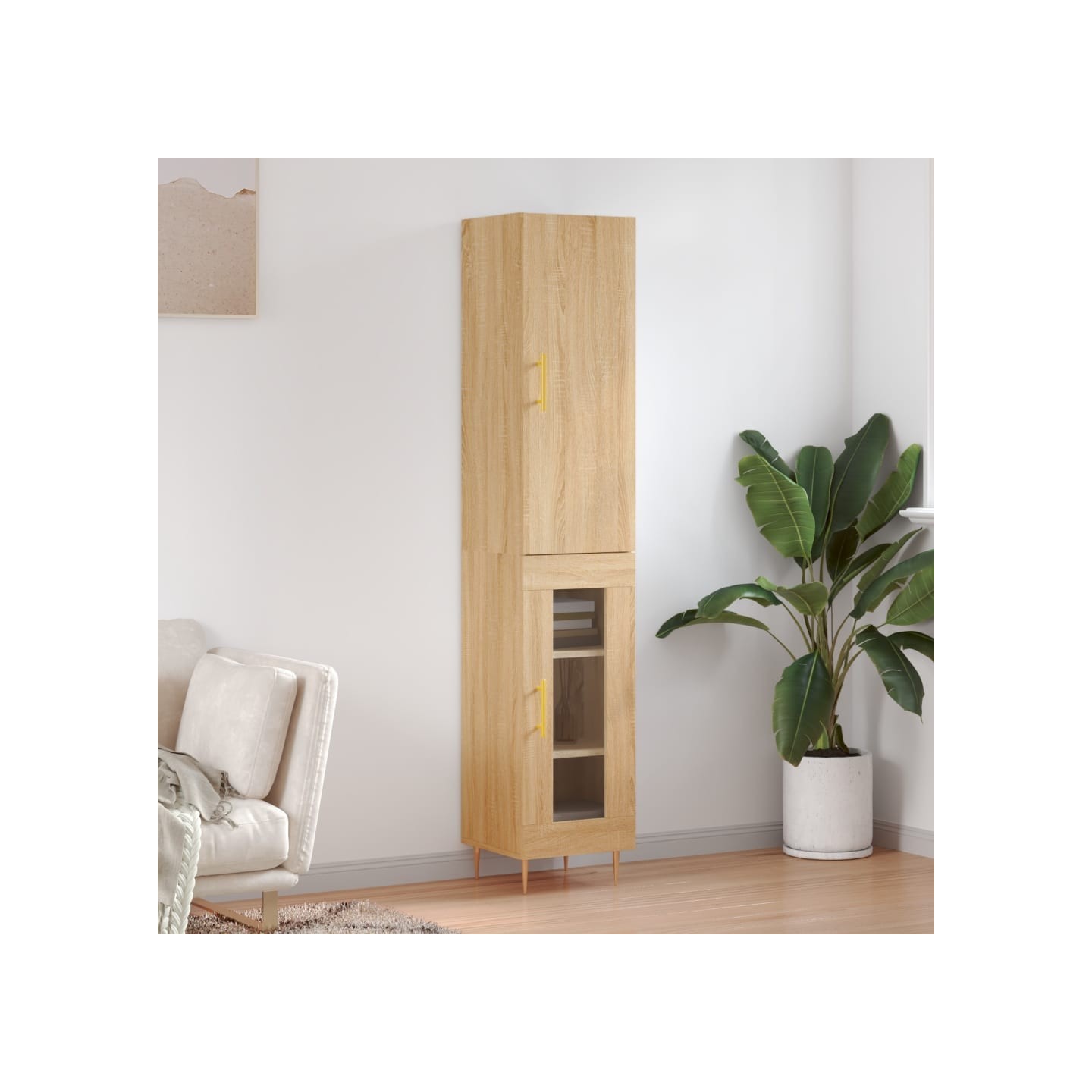Buffet haut Chêne sonoma 34,5x34x180 cm Bois d'ingénierie