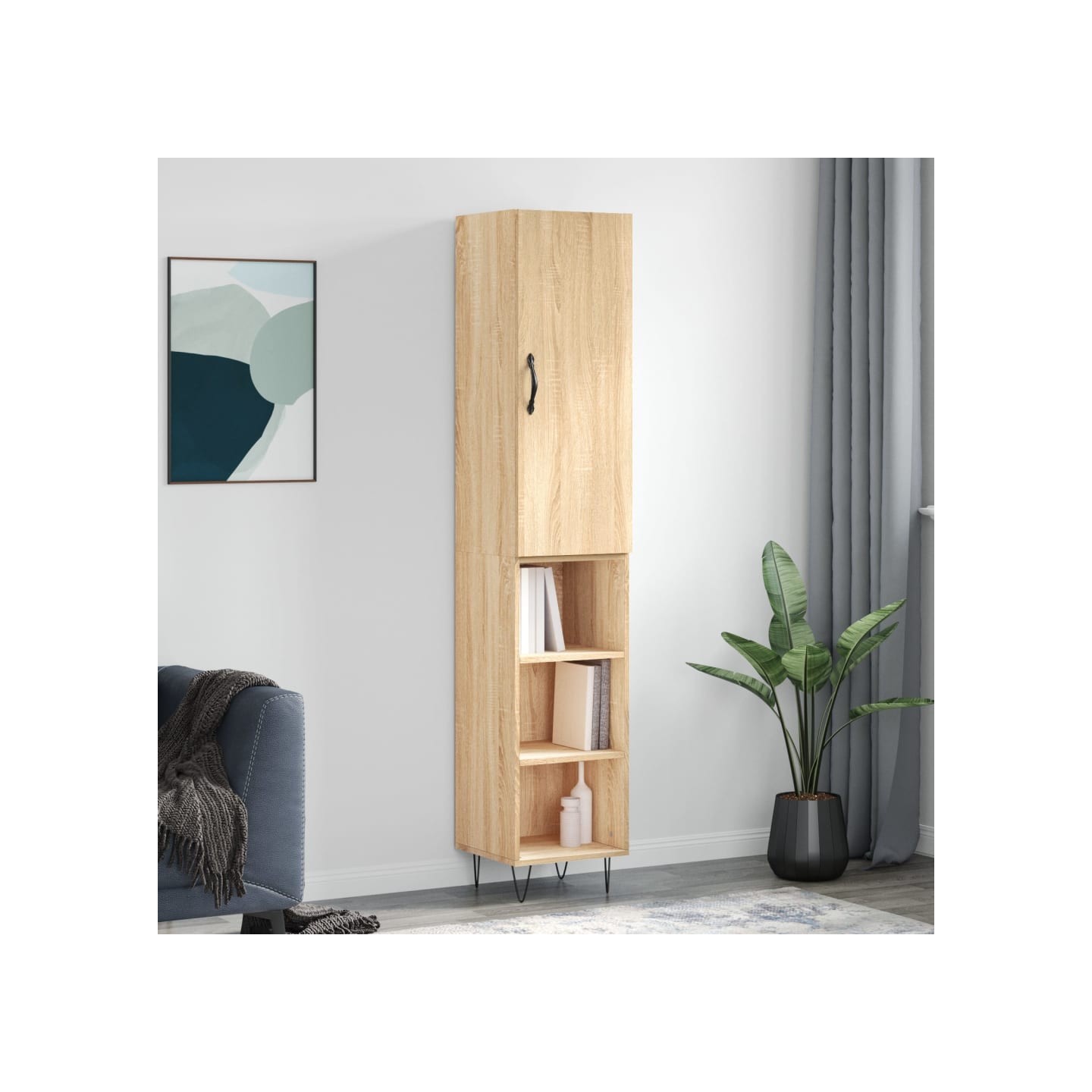 Buffet haut Chêne sonoma 34,5x34x180 cm Bois d'ingénierie