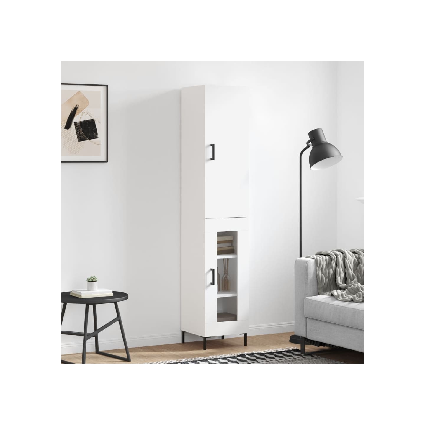 Buffet haut Blanc 34,5x34x180 cm Bois d'ingénierie