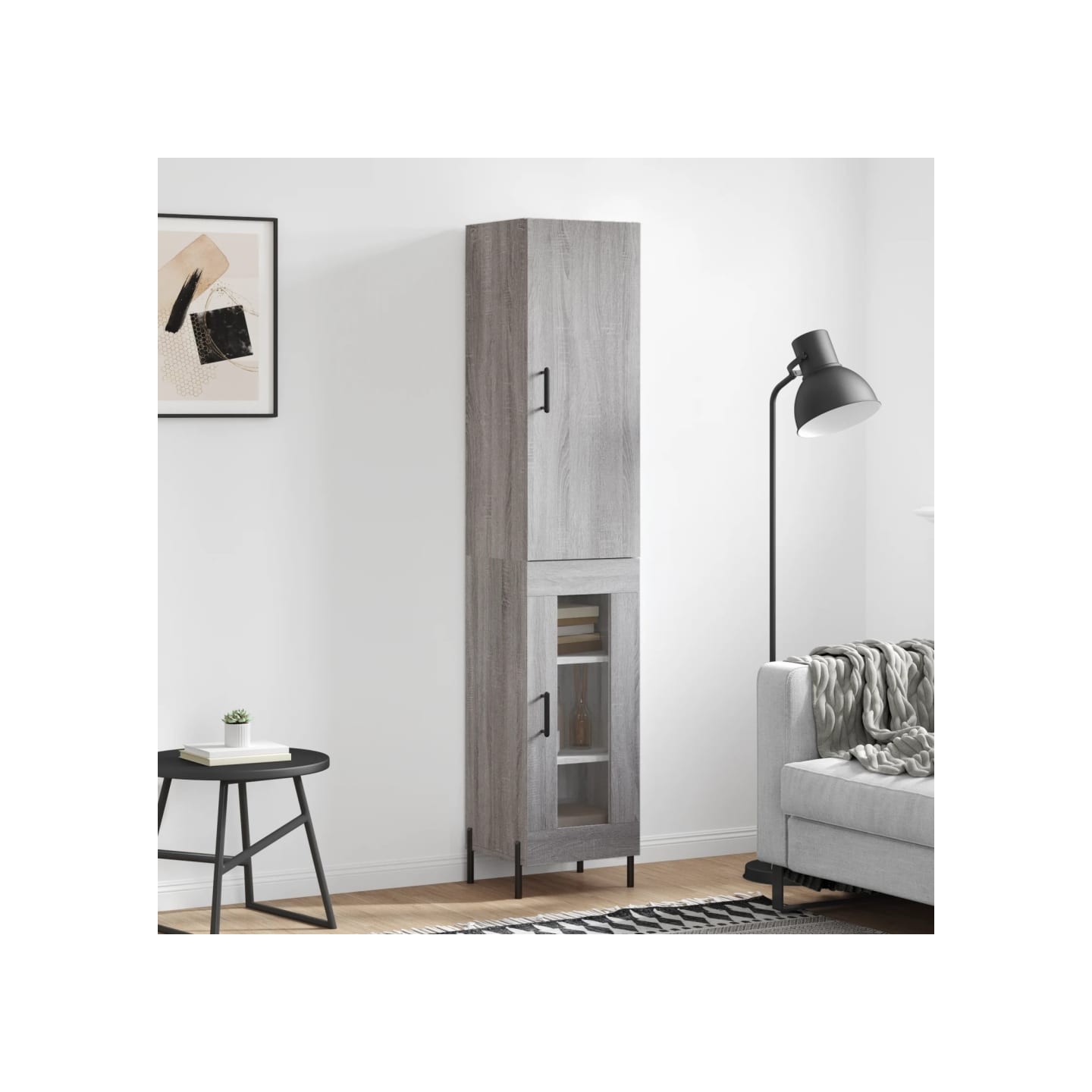 Buffet haut Sonoma gris 34,5x34x180 cm Bois d'ingénierie