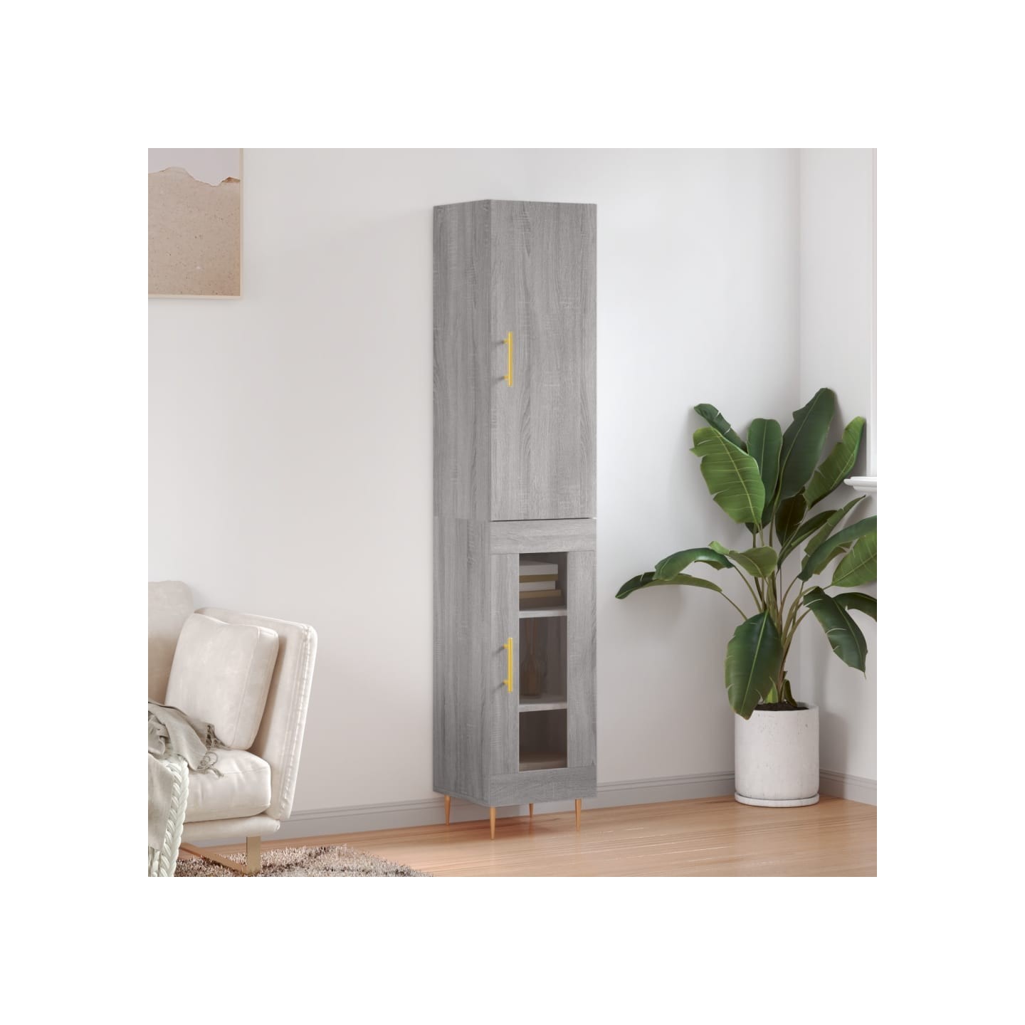 Buffet haut Sonoma gris 34,5x34x180 cm Bois d'ingénierie