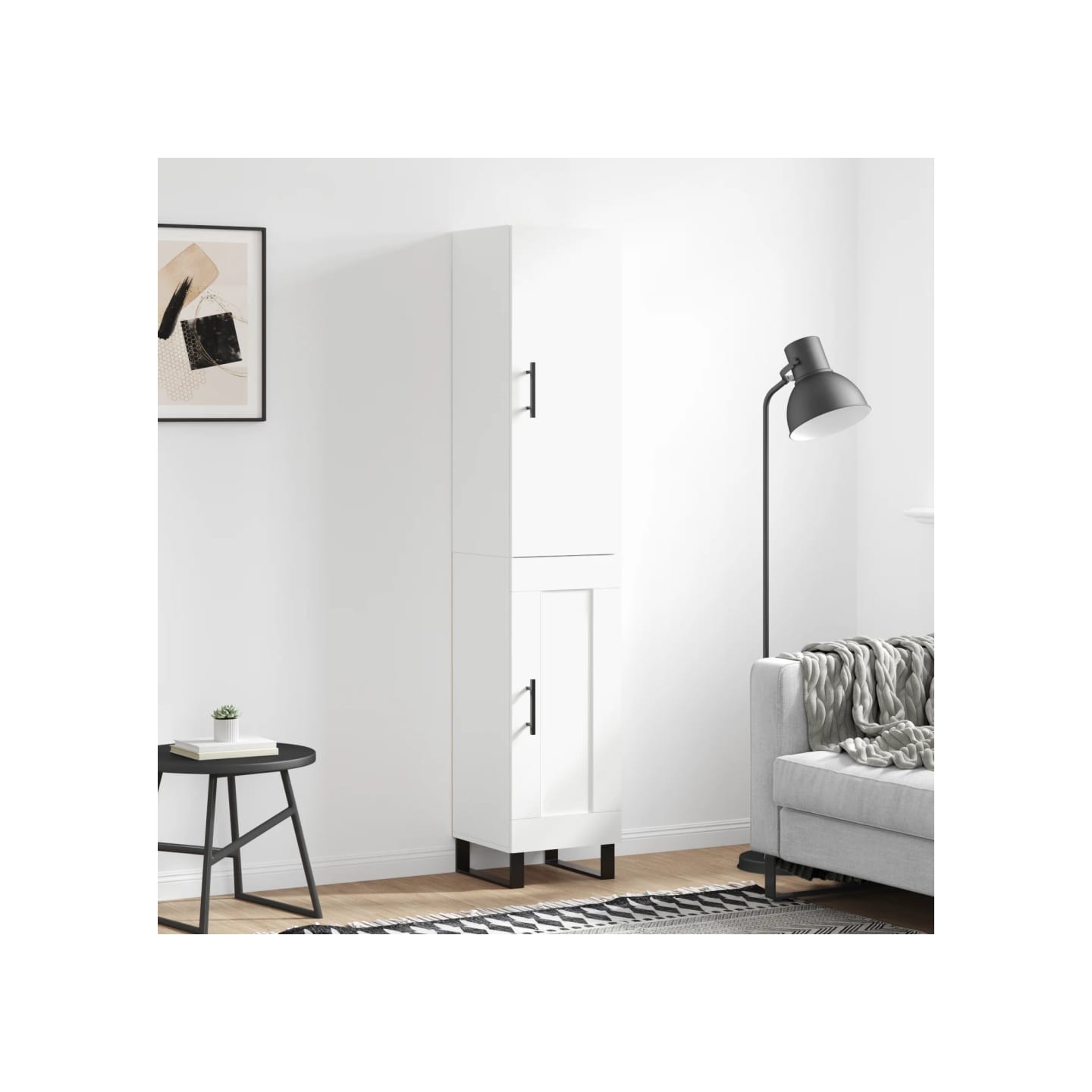 Buffet haut Blanc 34,5x34x180 cm Bois d'ingénierie