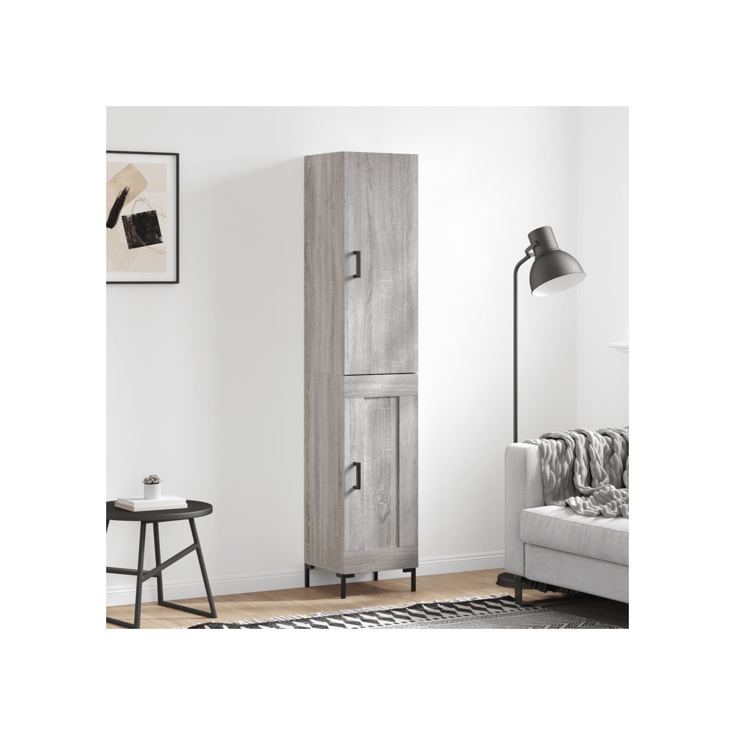 Buffet haut Sonoma gris 34,5x34x180 cm Bois d'ingénierie