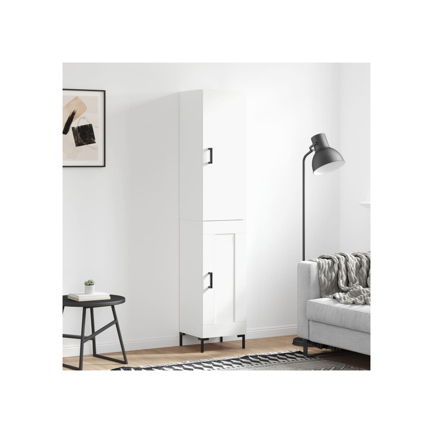 Buffet haut Blanc 34,5x34x180 cm Bois d'ingénierie