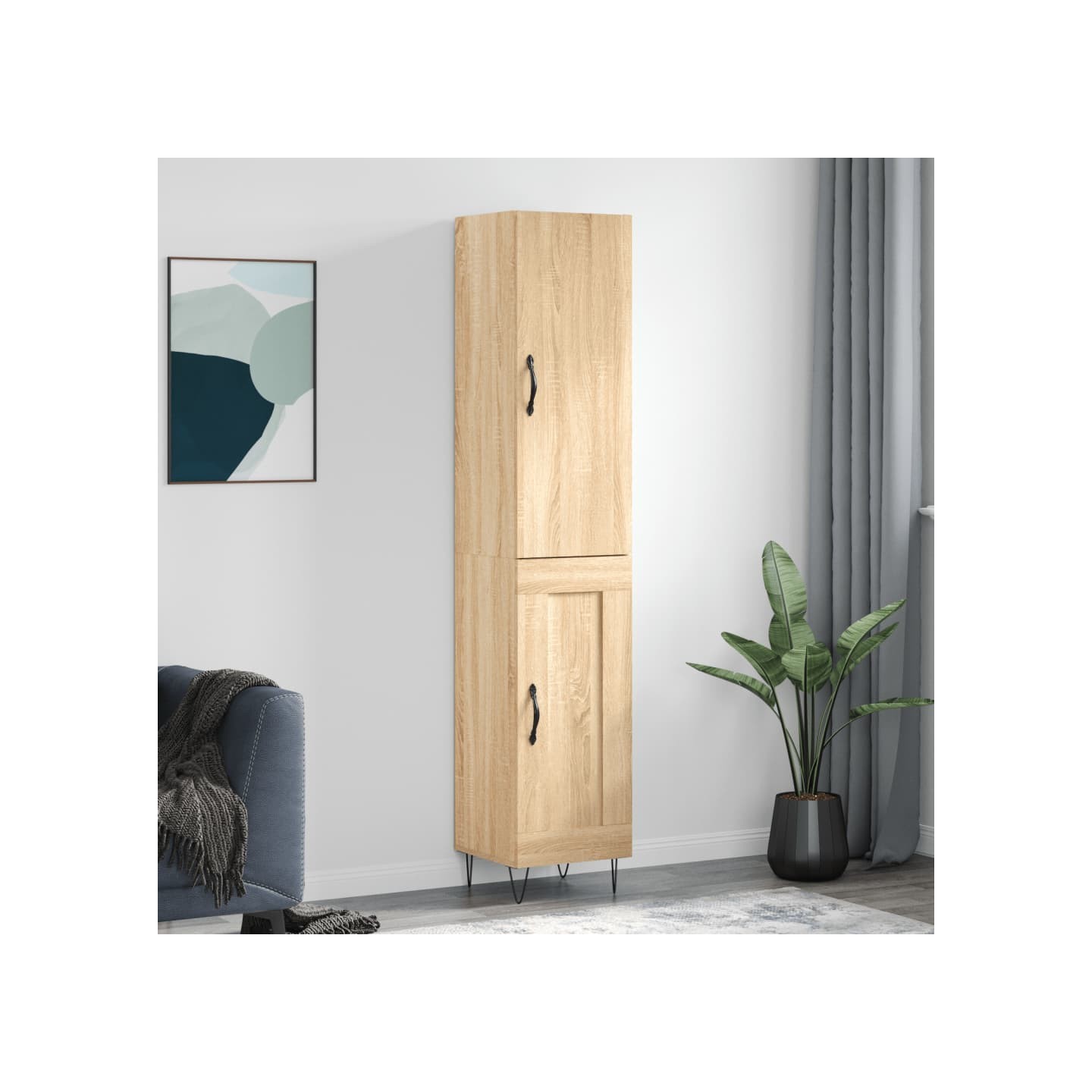 Buffet haut Chêne sonoma 34,5x34x180 cm Bois d'ingénierie