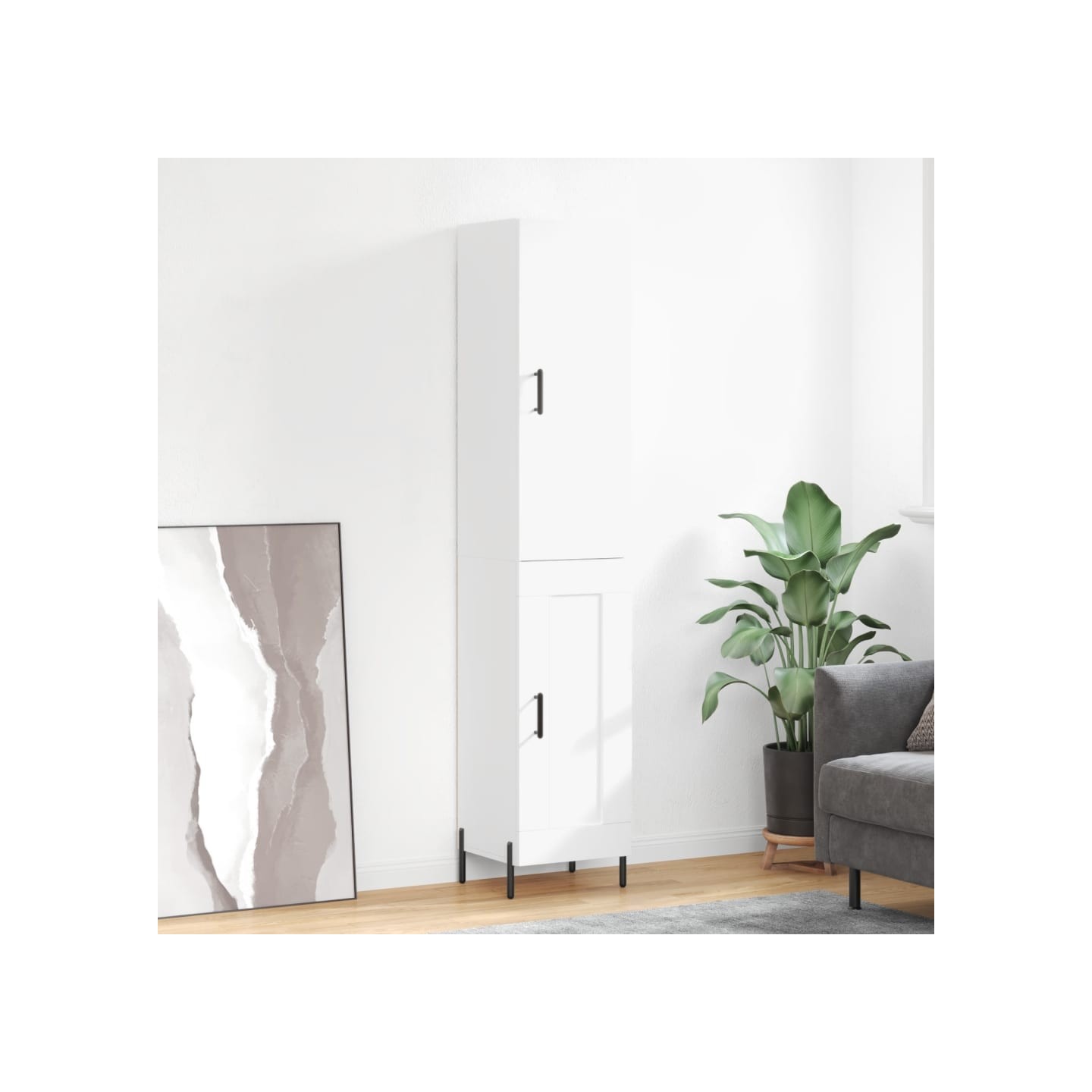 Buffet haut Blanc 34,5x34x180 cm Bois d'ingénierie