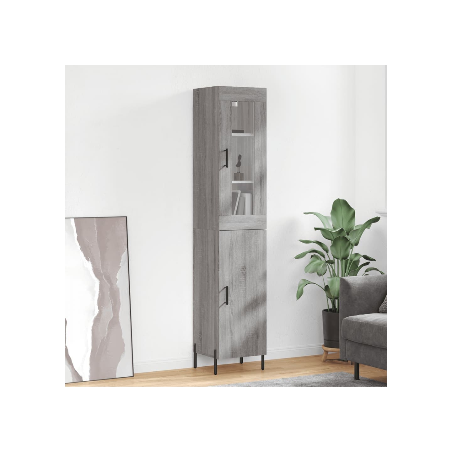 Buffet haut Sonoma gris 34,5x34x180 cm Bois d'ingénierie