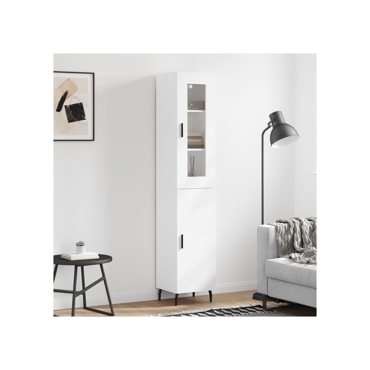 Buffet haut Blanc 34,5x34x180 cm Bois d'ingénierie