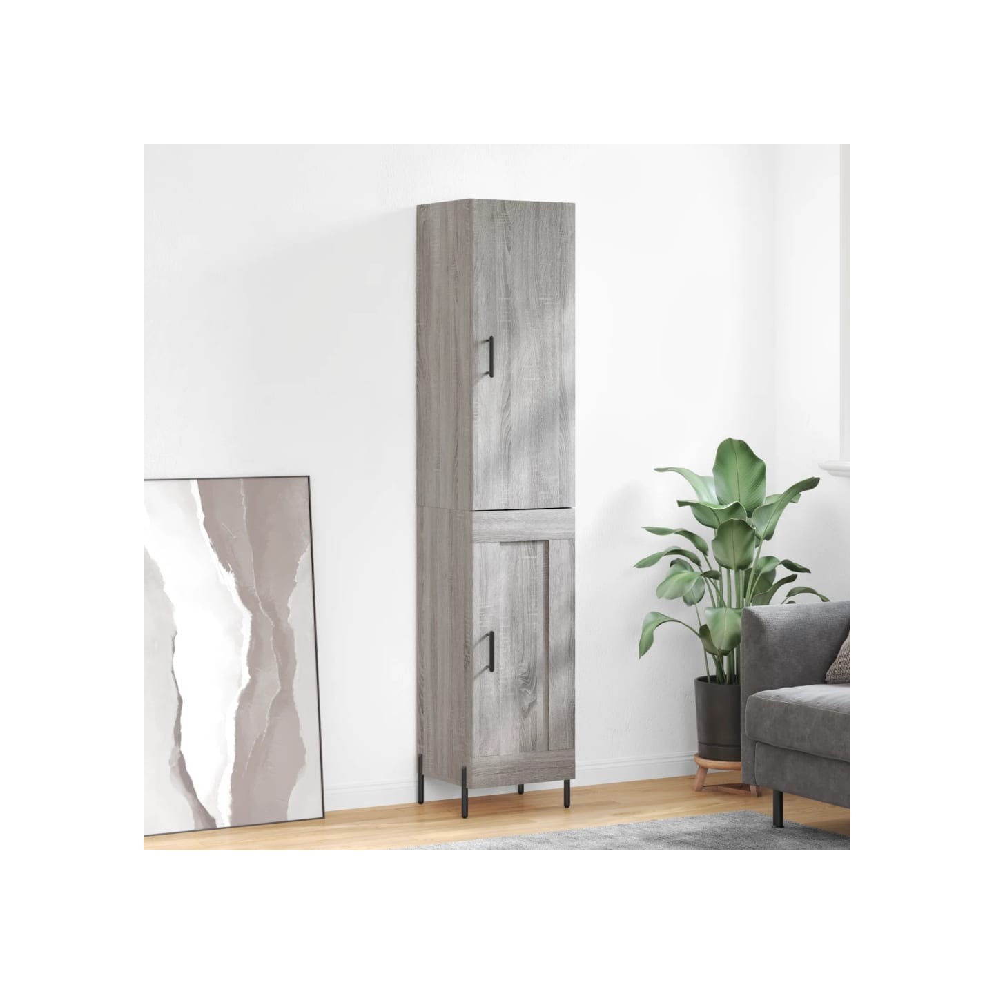 Buffet haut Sonoma gris 34,5x34x180 cm Bois d'ingénierie