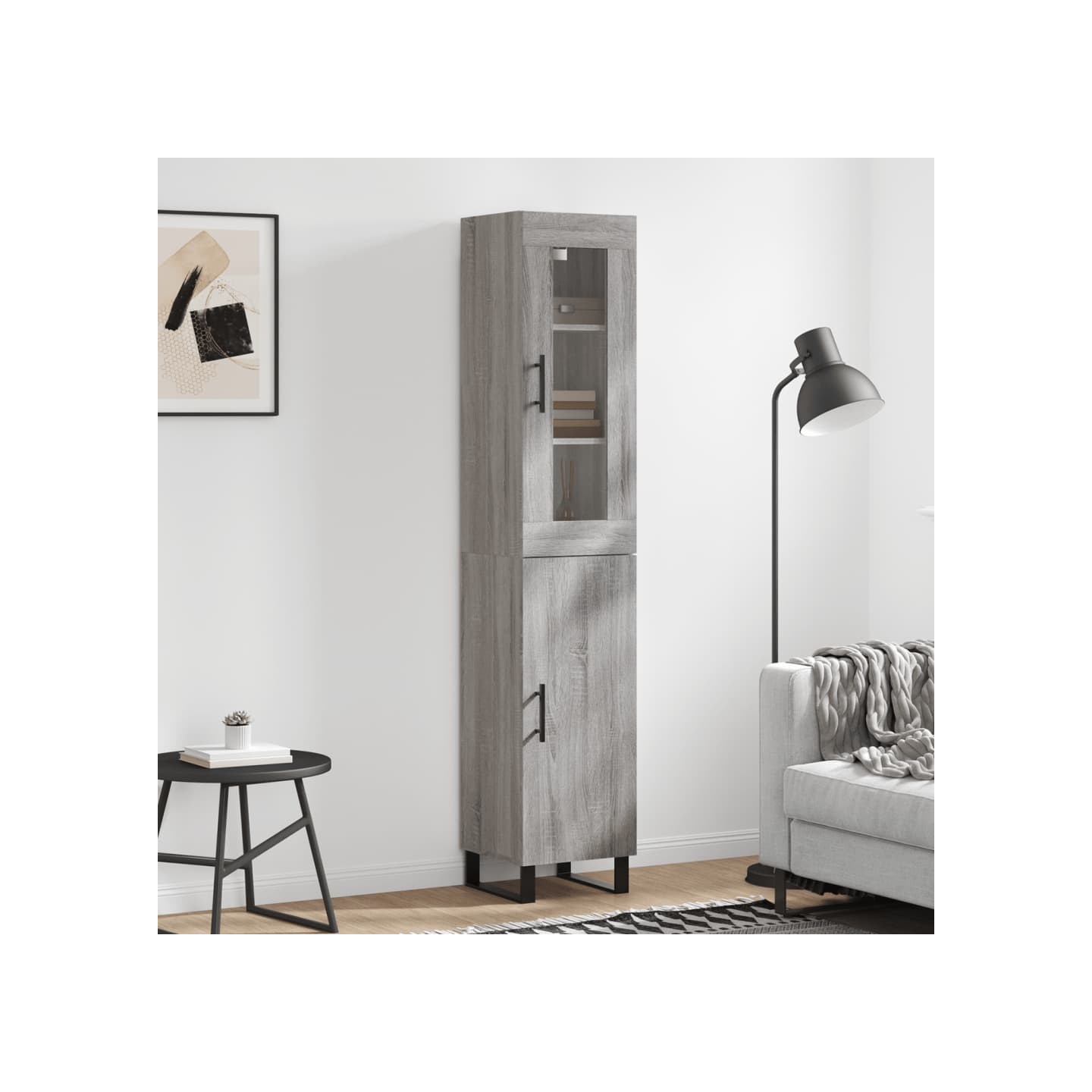 Buffet haut Sonoma gris 34,5x34x180 cm Bois d'ingénierie