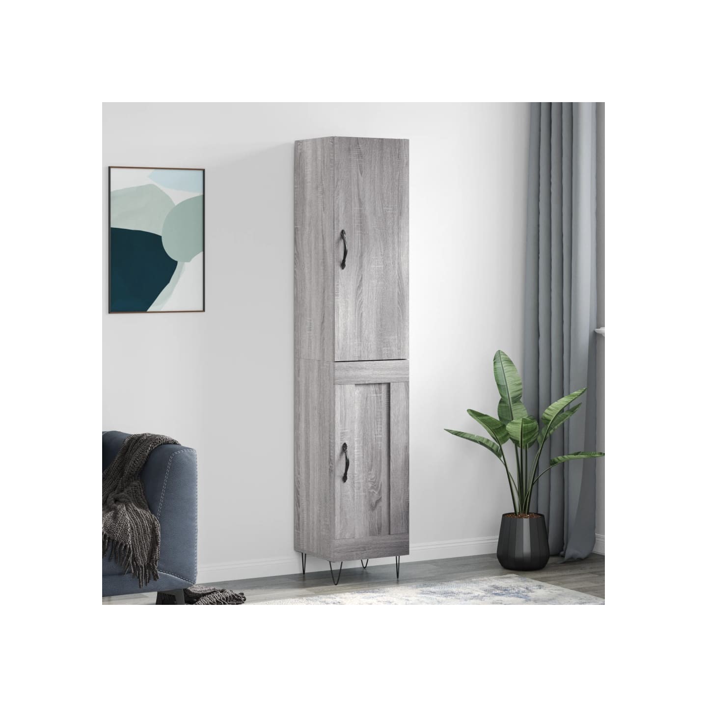 Buffet haut Sonoma gris 34,5x34x180 cm Bois d'ingénierie