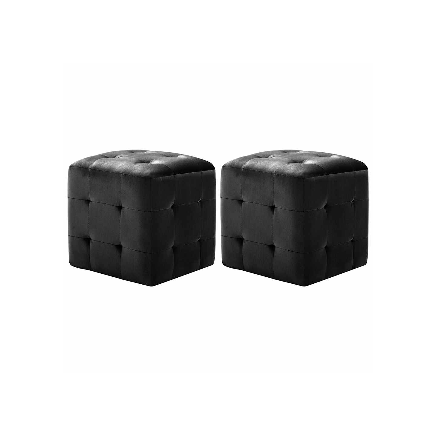 2 pcs Poufs Noir 30 x 30 x 30 cm Tissu velours