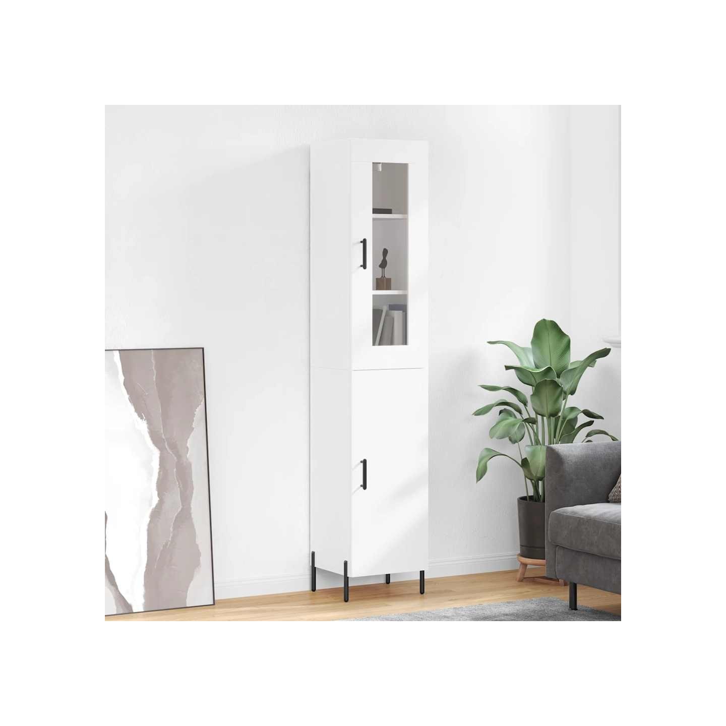 Buffet haut Blanc 34,5x34x180 cm Bois d'ingénierie