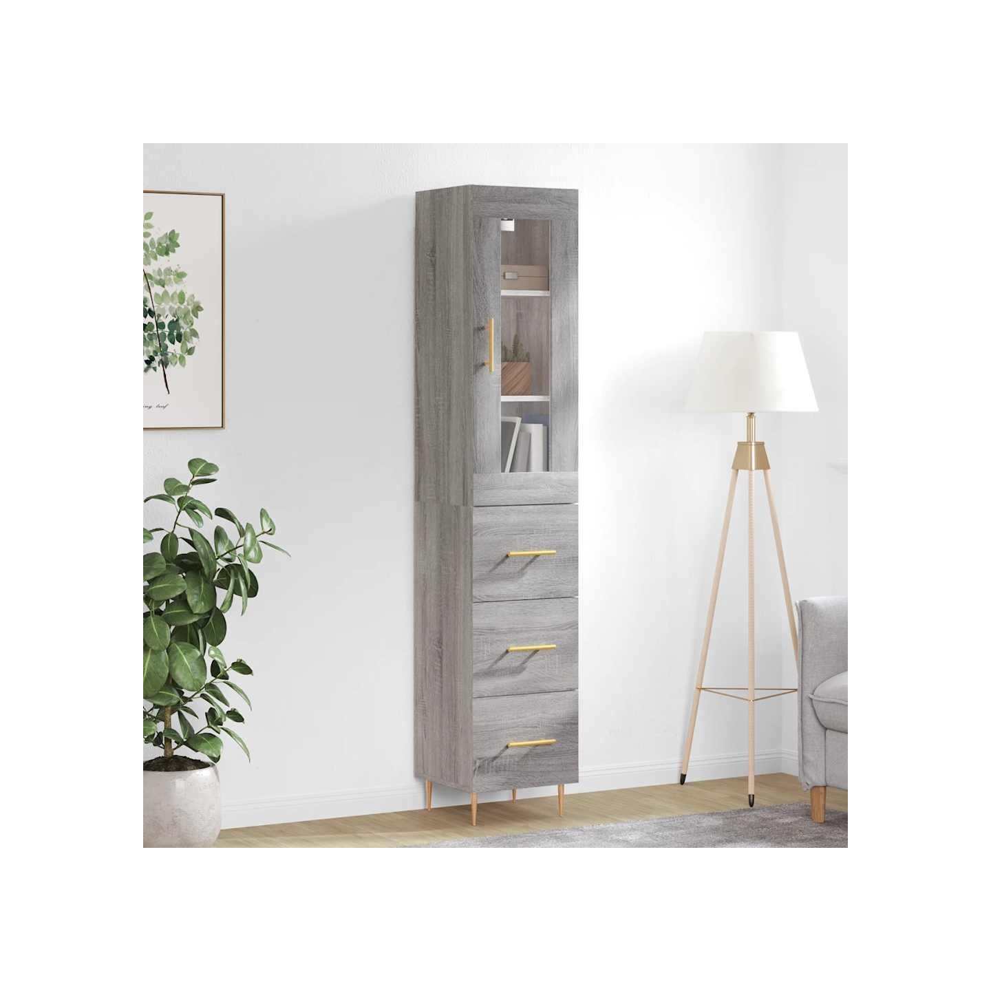 Buffet haut Sonoma gris 34,5x34x180 cm Bois d'ingénierie